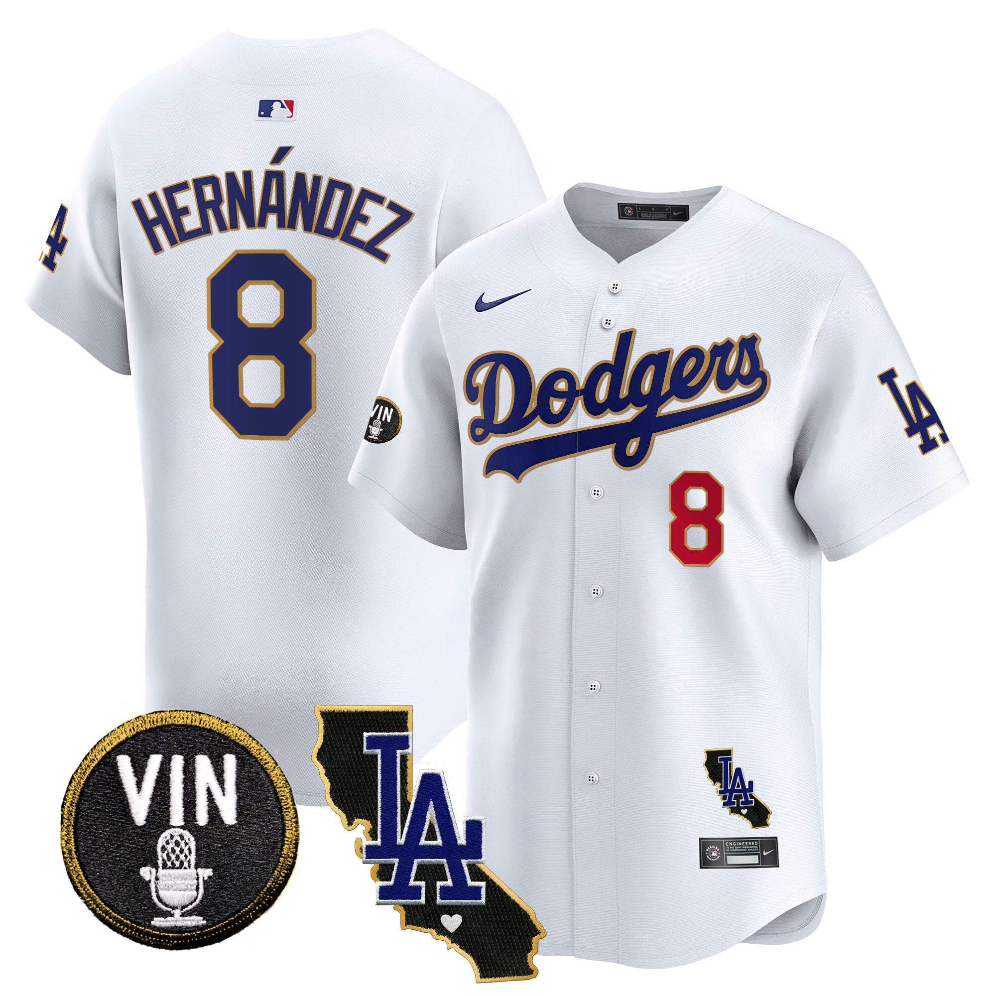 Men’s Vin & California Patch Gold Trim Vapor Premier Limited Jersey