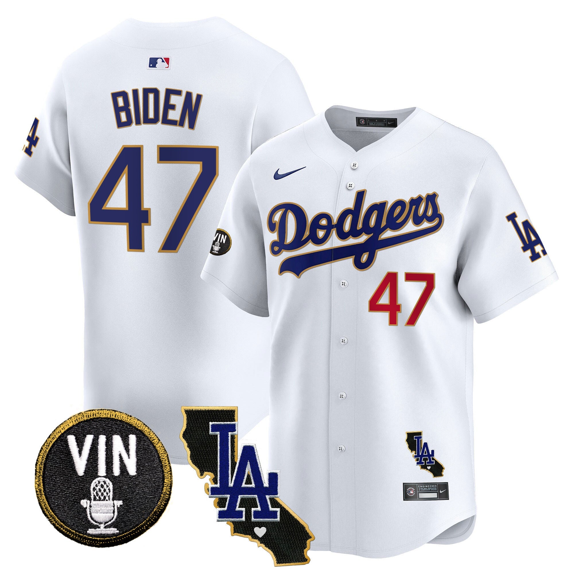 Men’s Vin & California Patch Gold Trim Vapor Premier Limited Jersey
