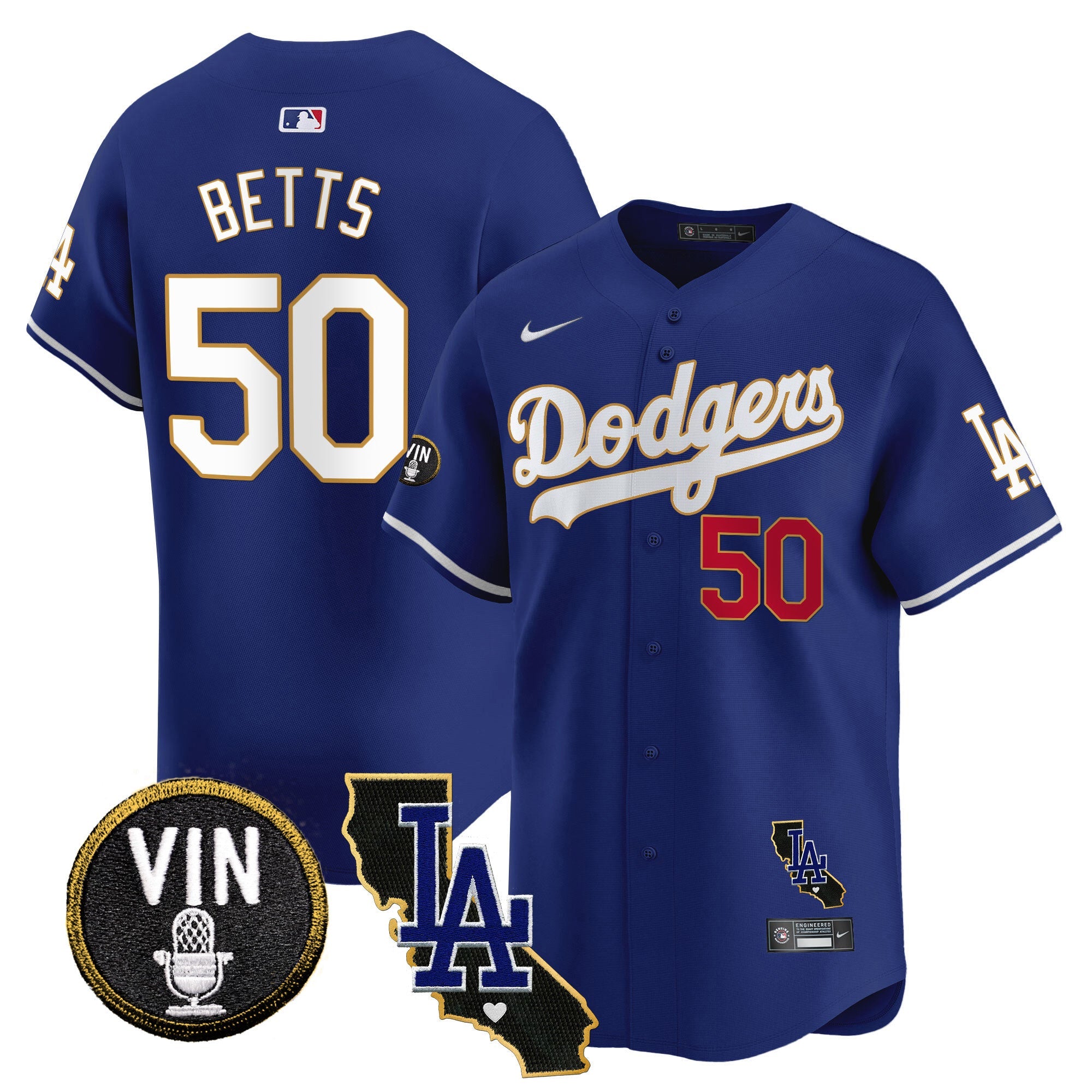 Men’s Vin & California Patch Gold Trim Vapor Premier Limited Jersey