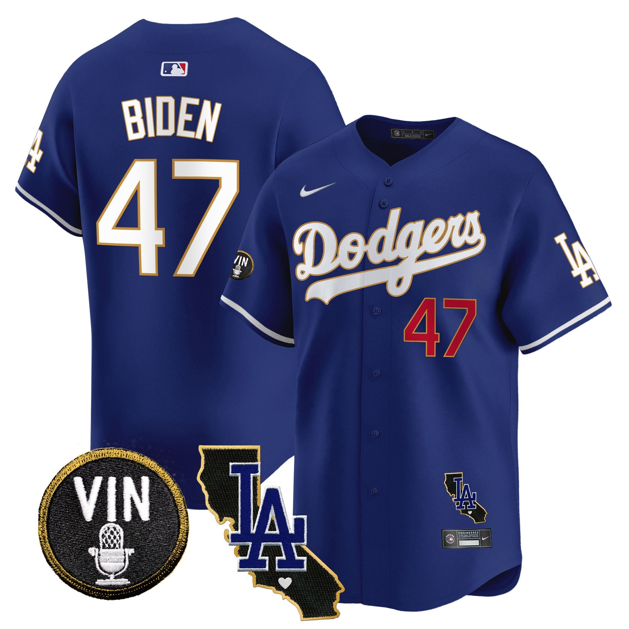 Men’s Vin & California Patch Gold Trim Vapor Premier Limited Jersey