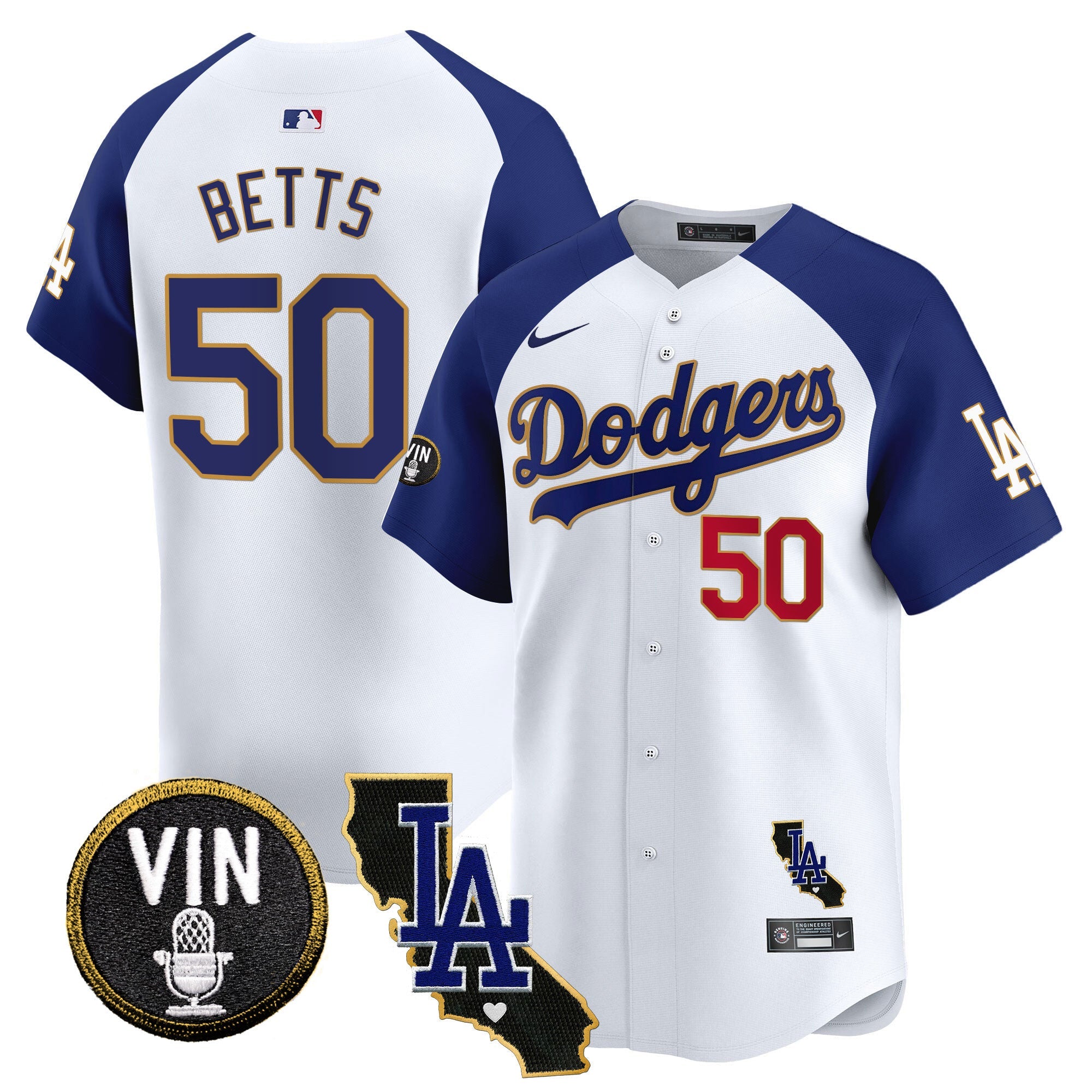 Men’s Vin & California Patch Gold Trim Vapor Premier Limited Jersey