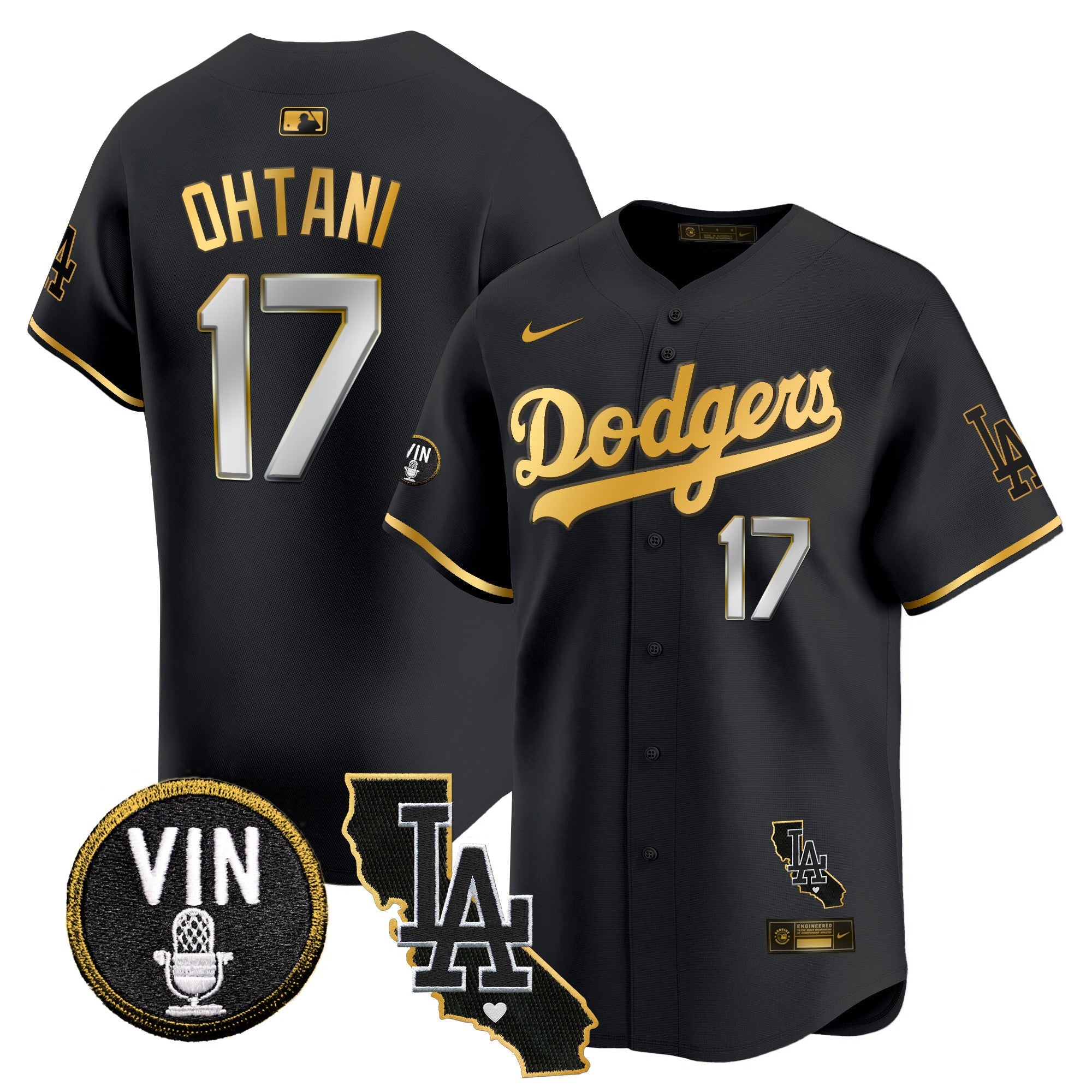 Men’s Vin & California Patch Gold Trim Vapor Premier Limited Jersey
