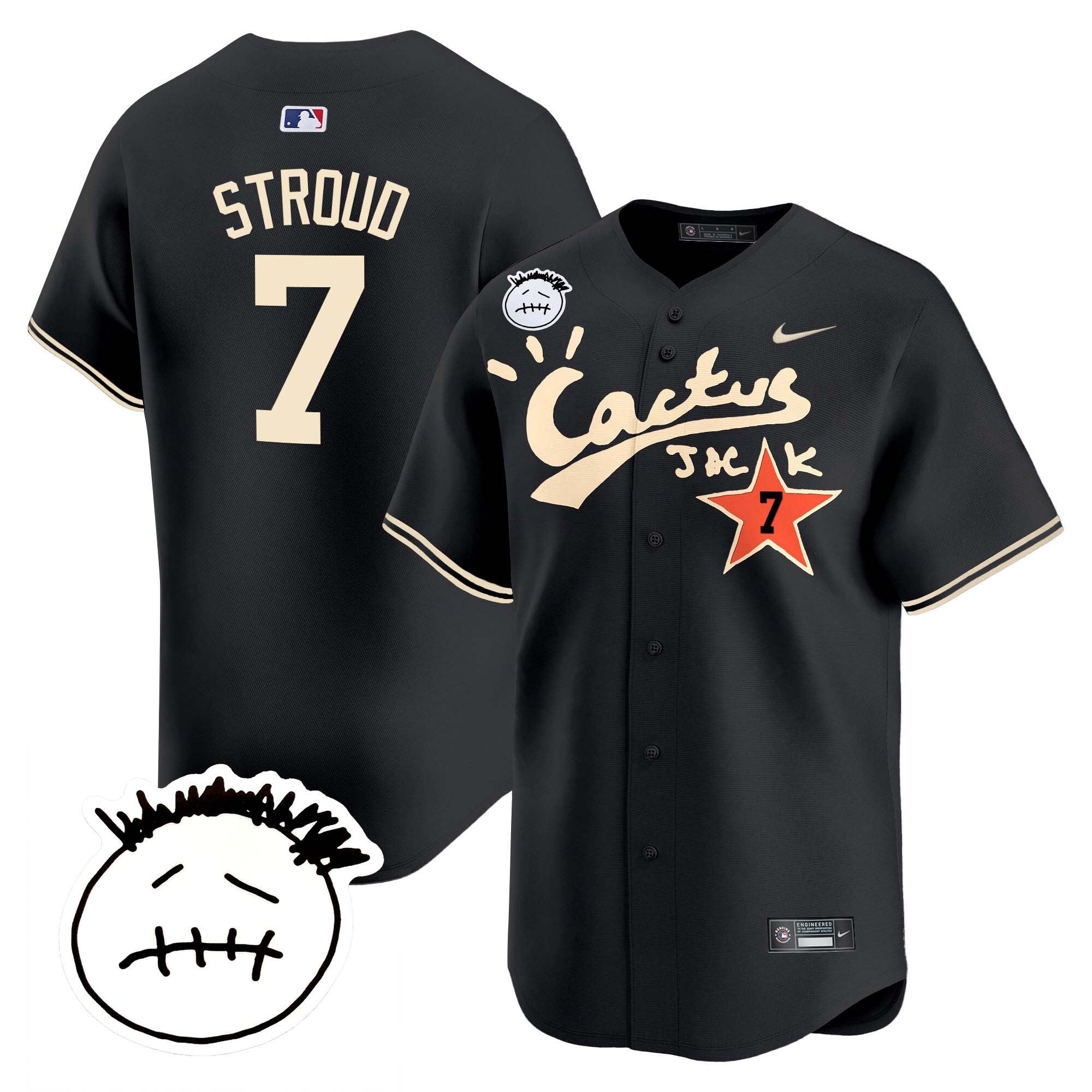 Men’s Houston Cactus Jack Patch Vapor Premier Limited Jersey V5 – Stitched