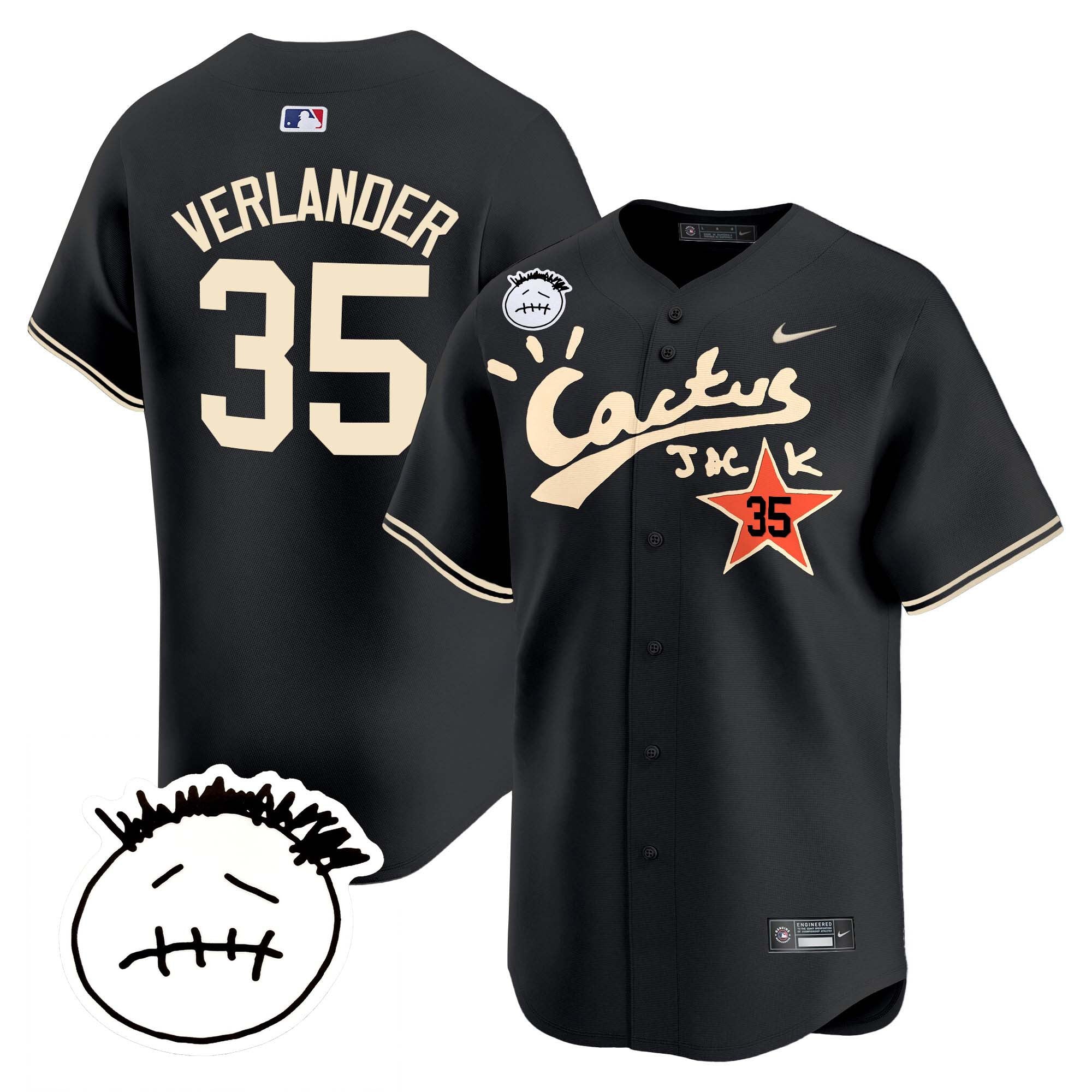Men’s Houston Cactus Jack Patch Vapor Premier Limited Jersey V5 – Stitched