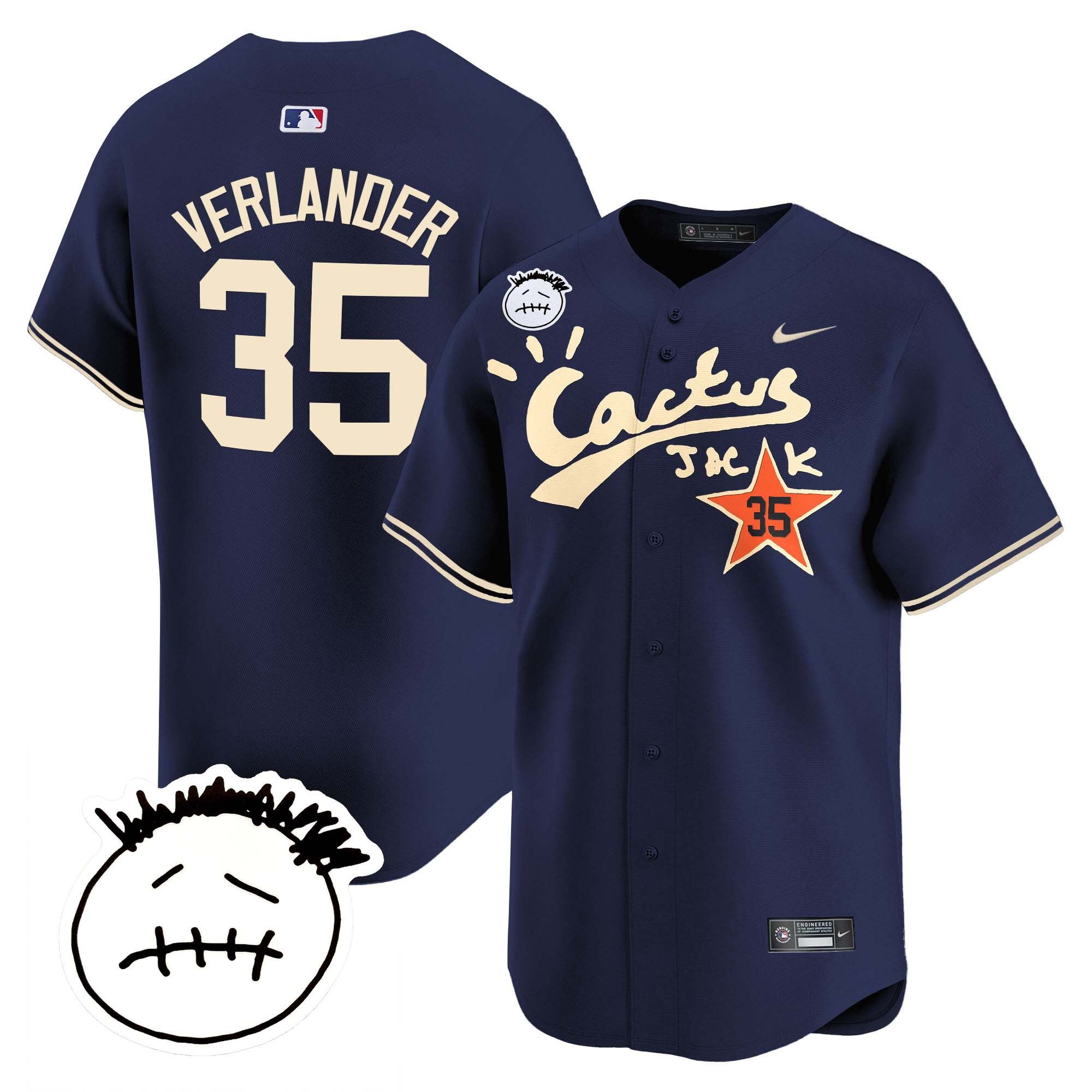 Men’s Houston Cactus Jack Patch Vapor Premier Limited Jersey V5 – Stitched