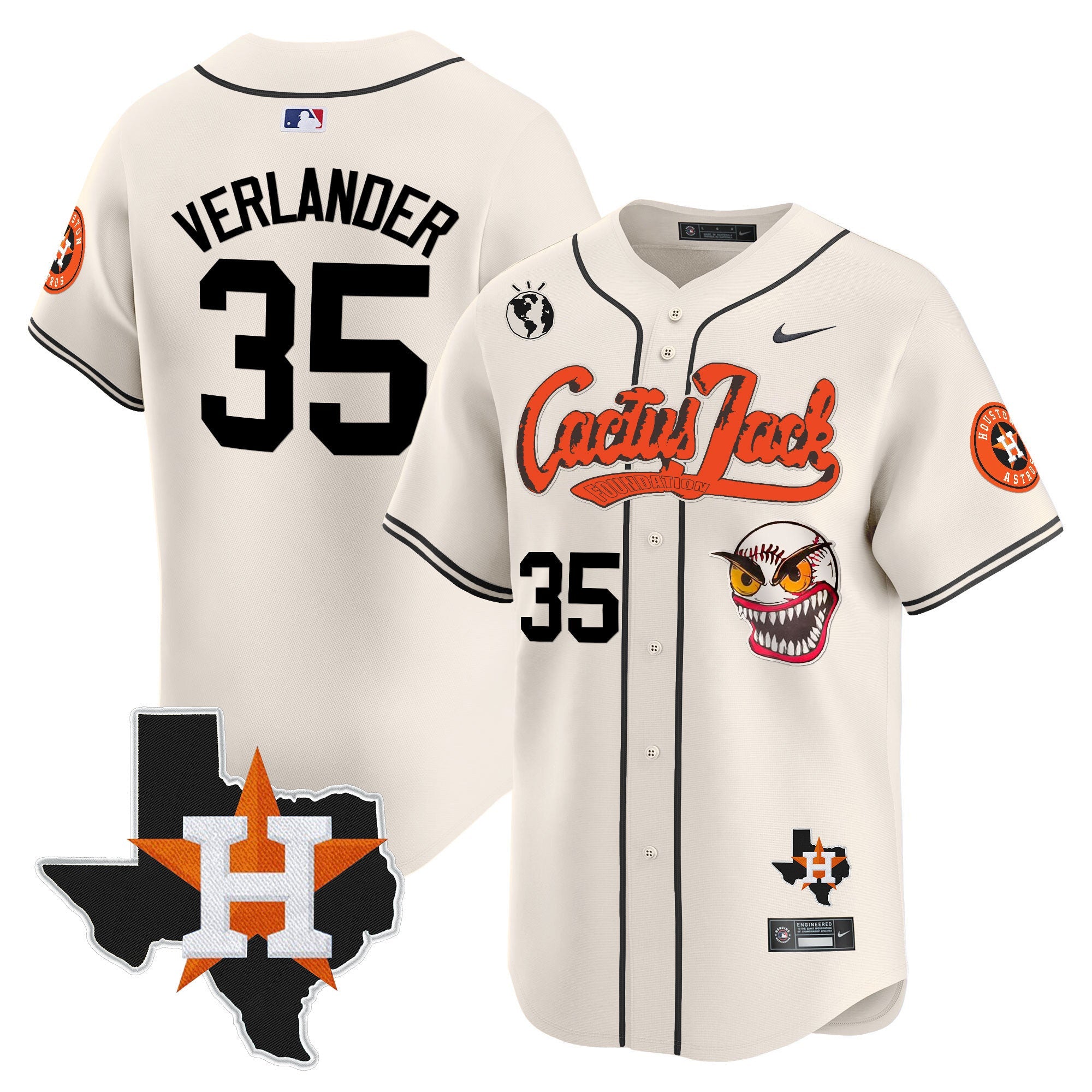 Men’s Houston Cactus Jack Patch Vapor Premier Limited Jersey V6 – Stitched