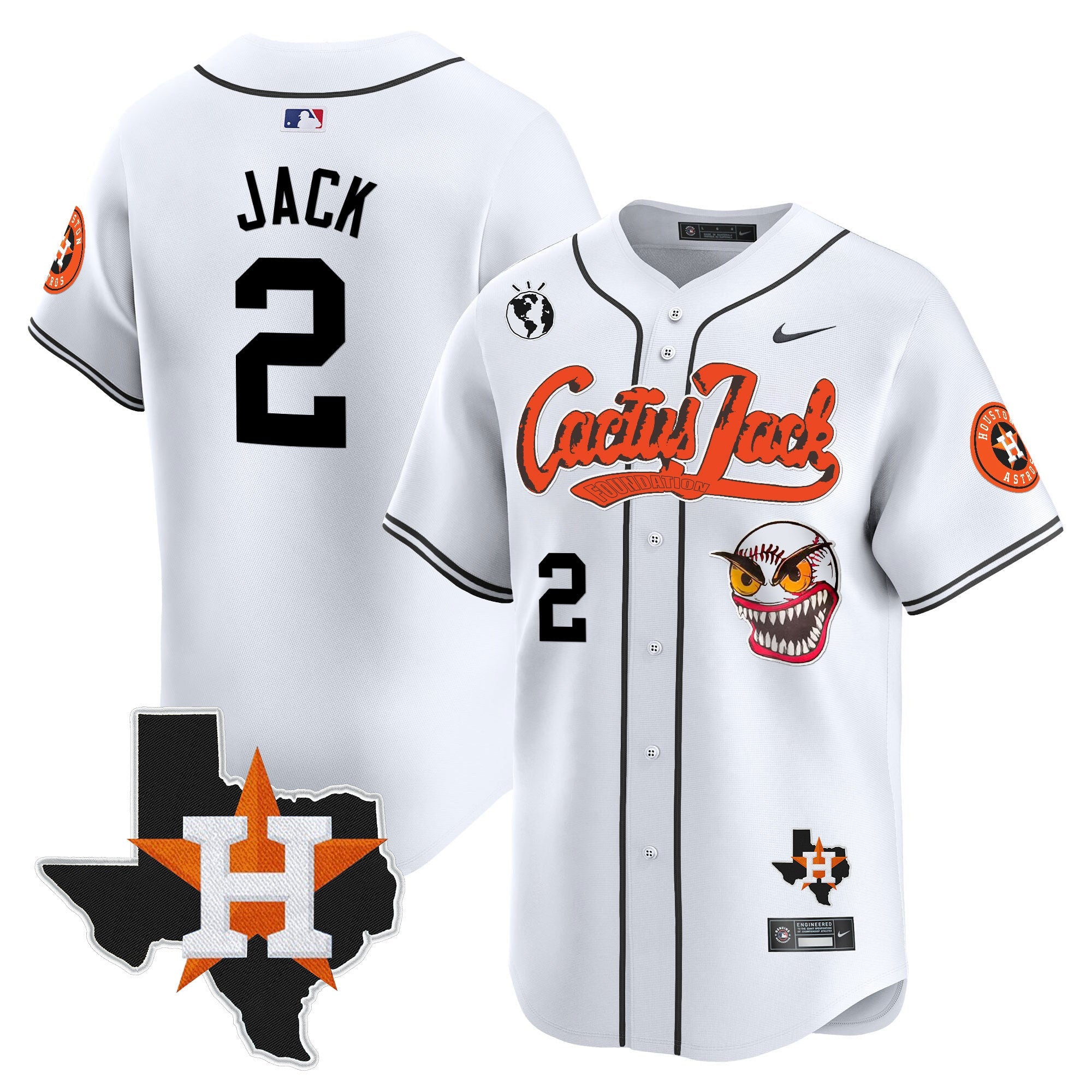 Men’s Houston Cactus Jack Patch Vapor Premier Limited Jersey V6 – Stitched