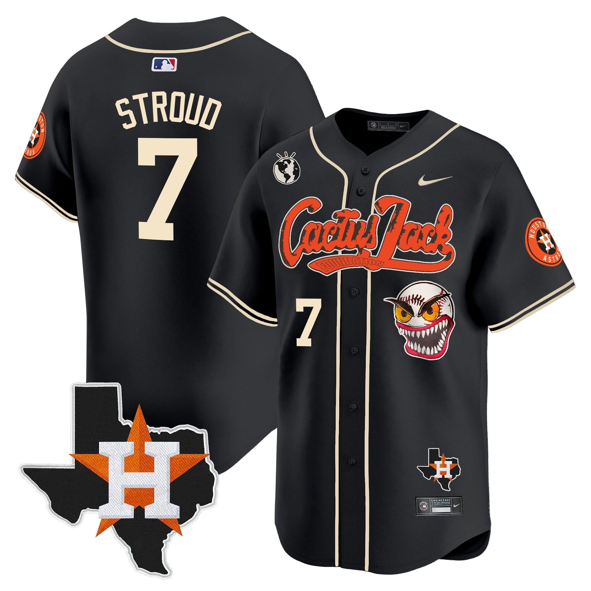 Men’s Houston Cactus Jack Patch Vapor Premier Limited Jersey V6 – Stitched