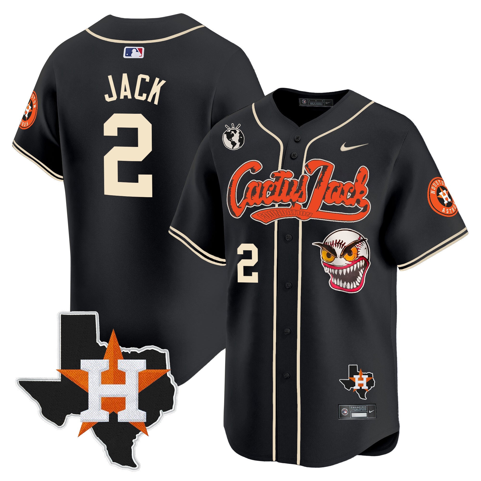 Men’s Houston Cactus Jack Patch Vapor Premier Limited Jersey V6 – Stitched