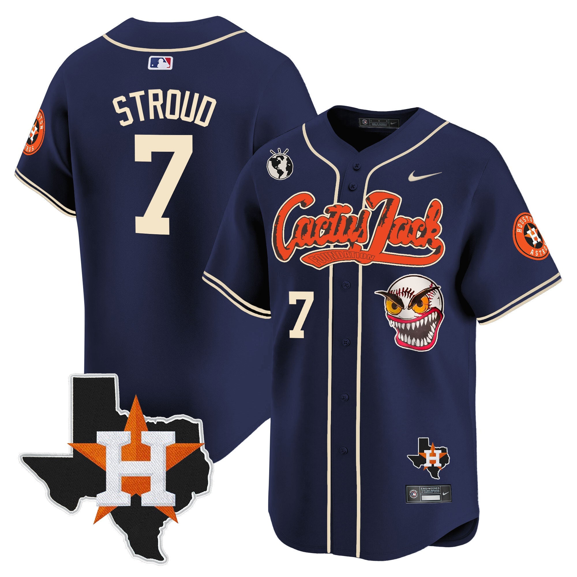 Men’s Houston Cactus Jack Patch Vapor Premier Limited Jersey V6 – Stitched