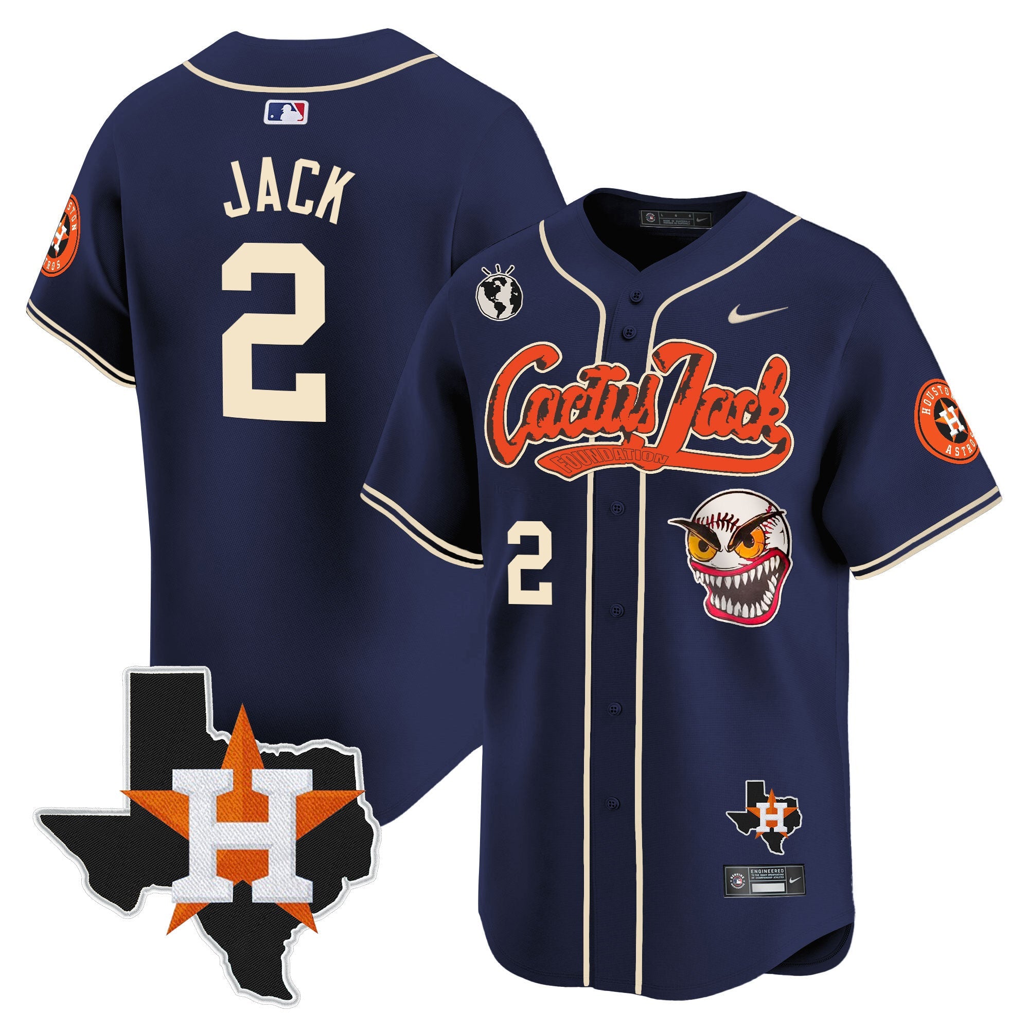 Men’s Houston Cactus Jack Patch Vapor Premier Limited Jersey V6 – Stitched