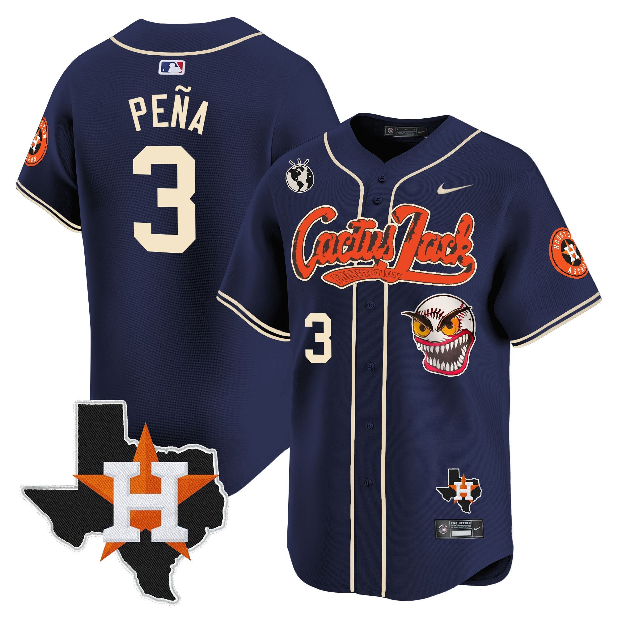 Men’s Houston Cactus Jack Patch Vapor Premier Limited Jersey V6 – Stitched