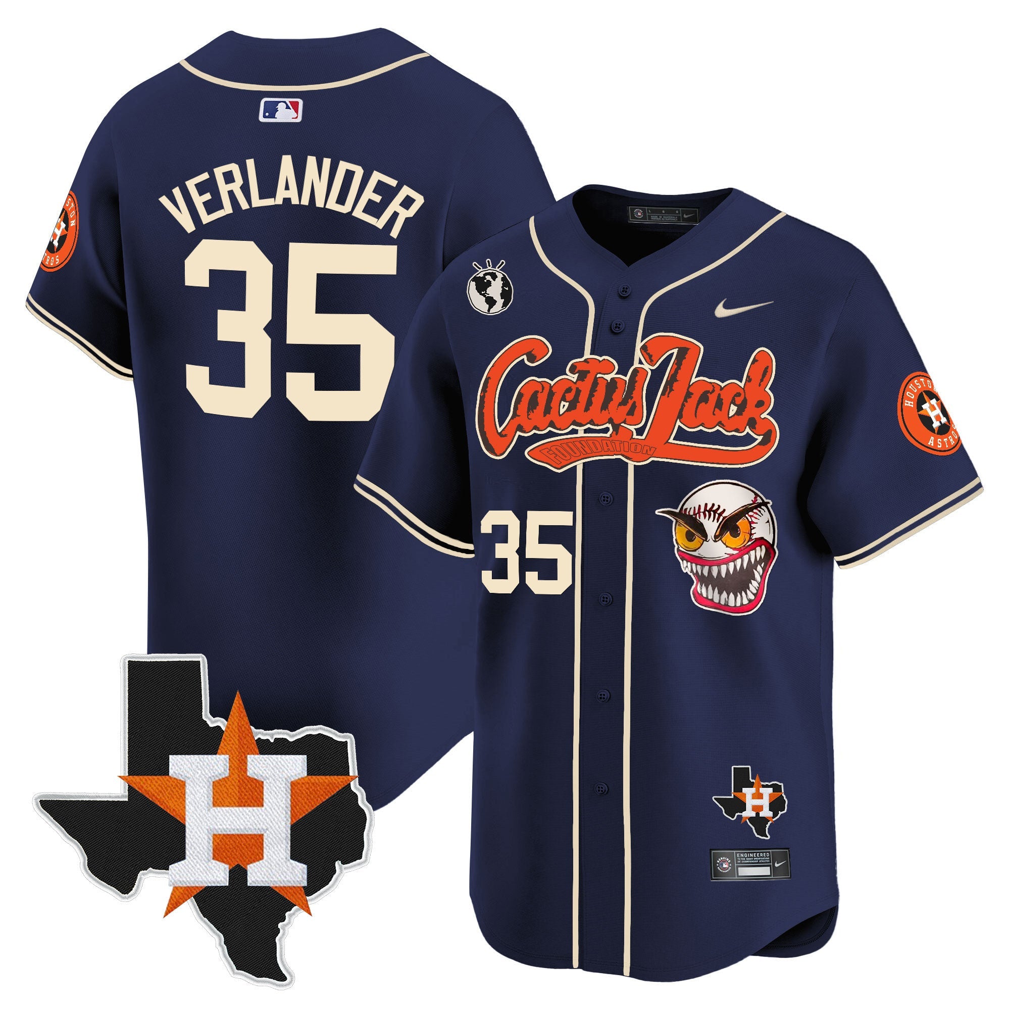 Men’s Houston Cactus Jack Patch Vapor Premier Limited Jersey V6 – Stitched