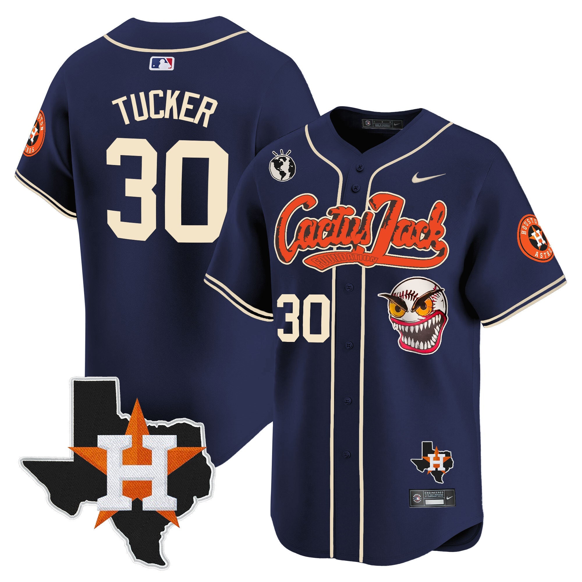 Men’s Houston Cactus Jack Patch Vapor Premier Limited Jersey V6 – Stitched