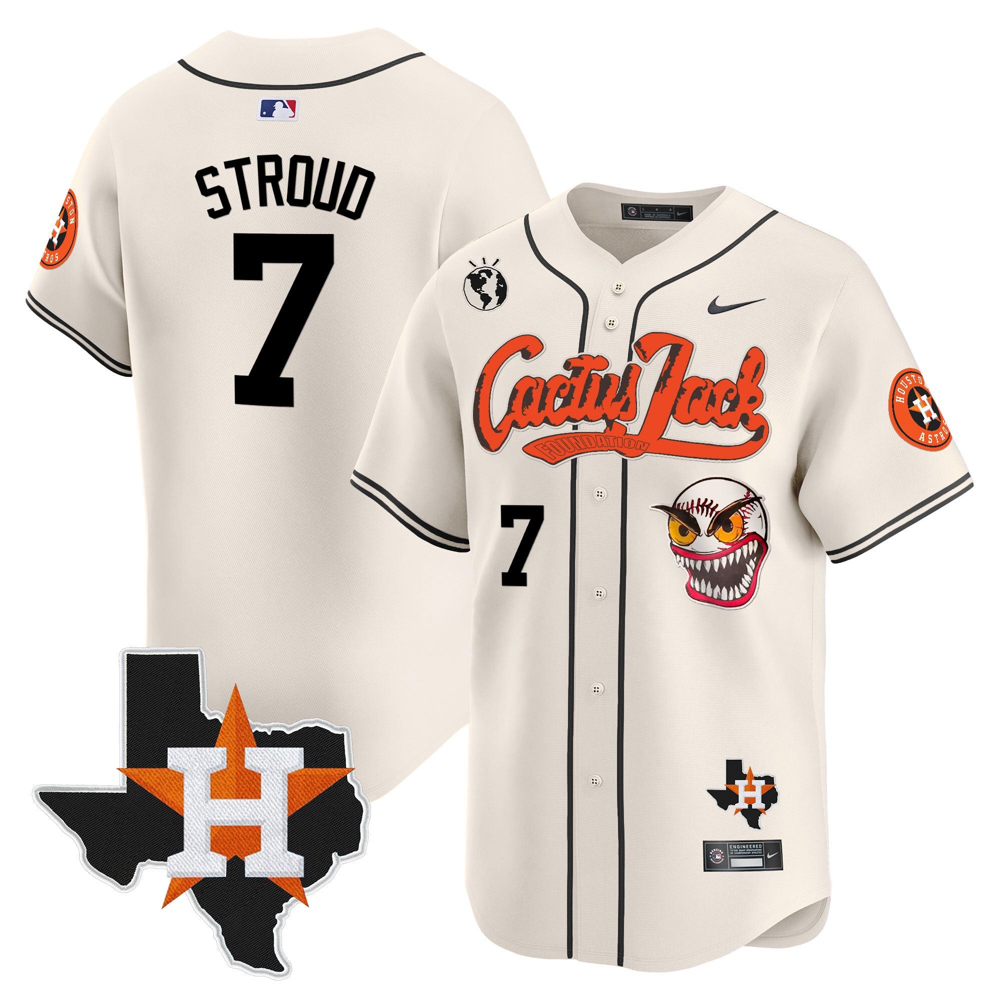 Men’s Houston Cactus Jack Patch Vapor Premier Limited Jersey V6 – Stitched