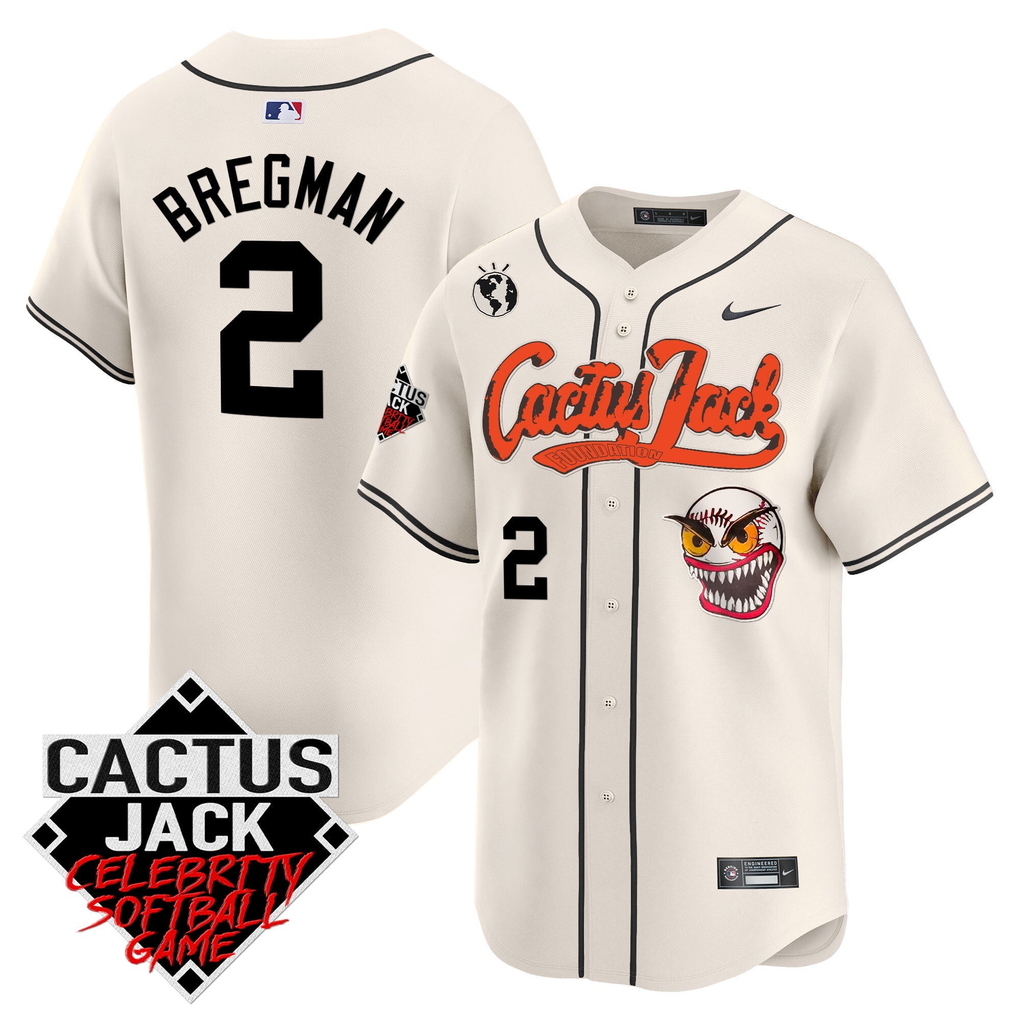 Men’s Cactus Jack Celebrity Softball Game Patch Vapor Premier Limited Jersey – Stitched