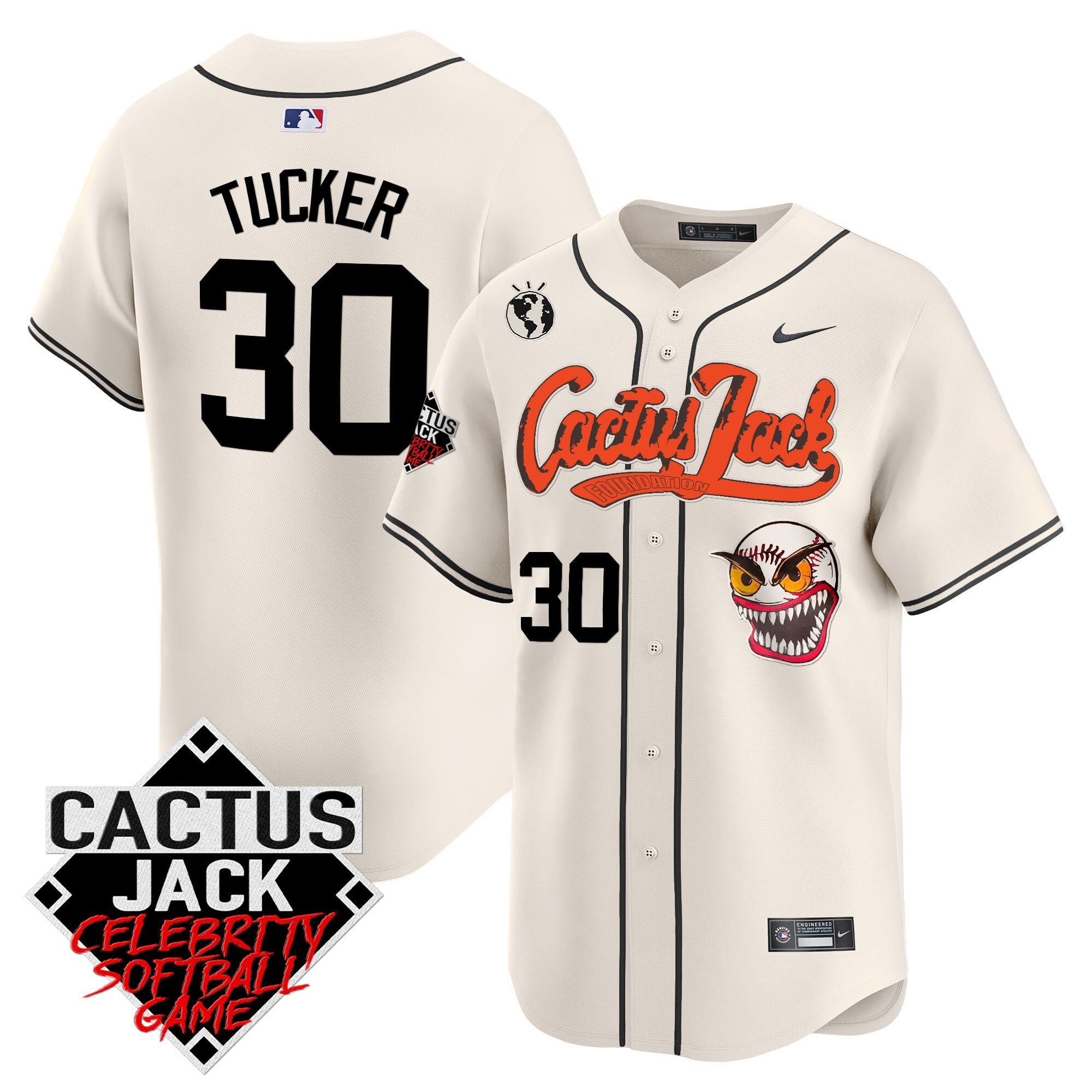 Men’s Cactus Jack Celebrity Softball Game Patch Vapor Premier Limited Jersey – Stitched