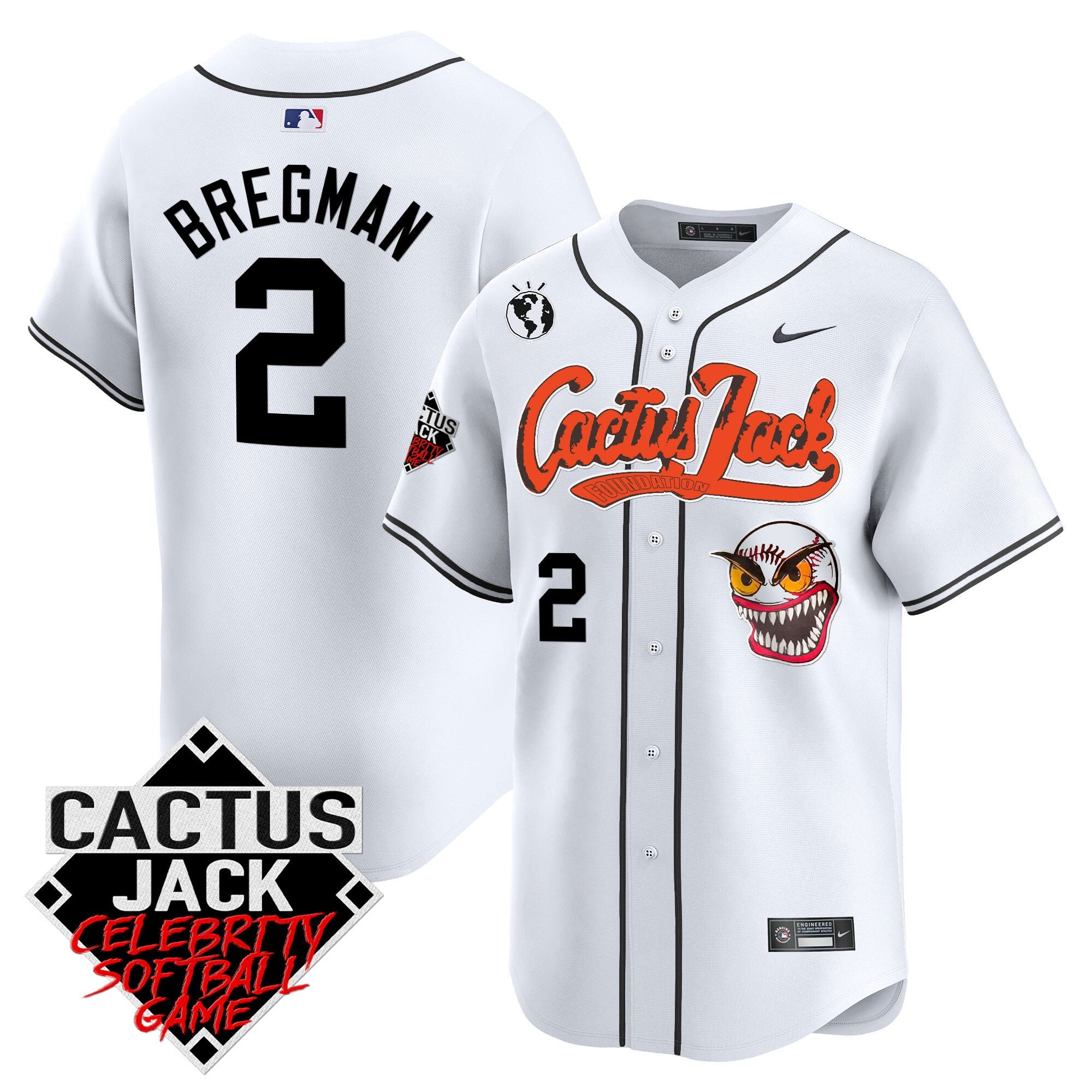 Men’s Cactus Jack Celebrity Softball Game Patch Vapor Premier Limited Jersey – Stitched