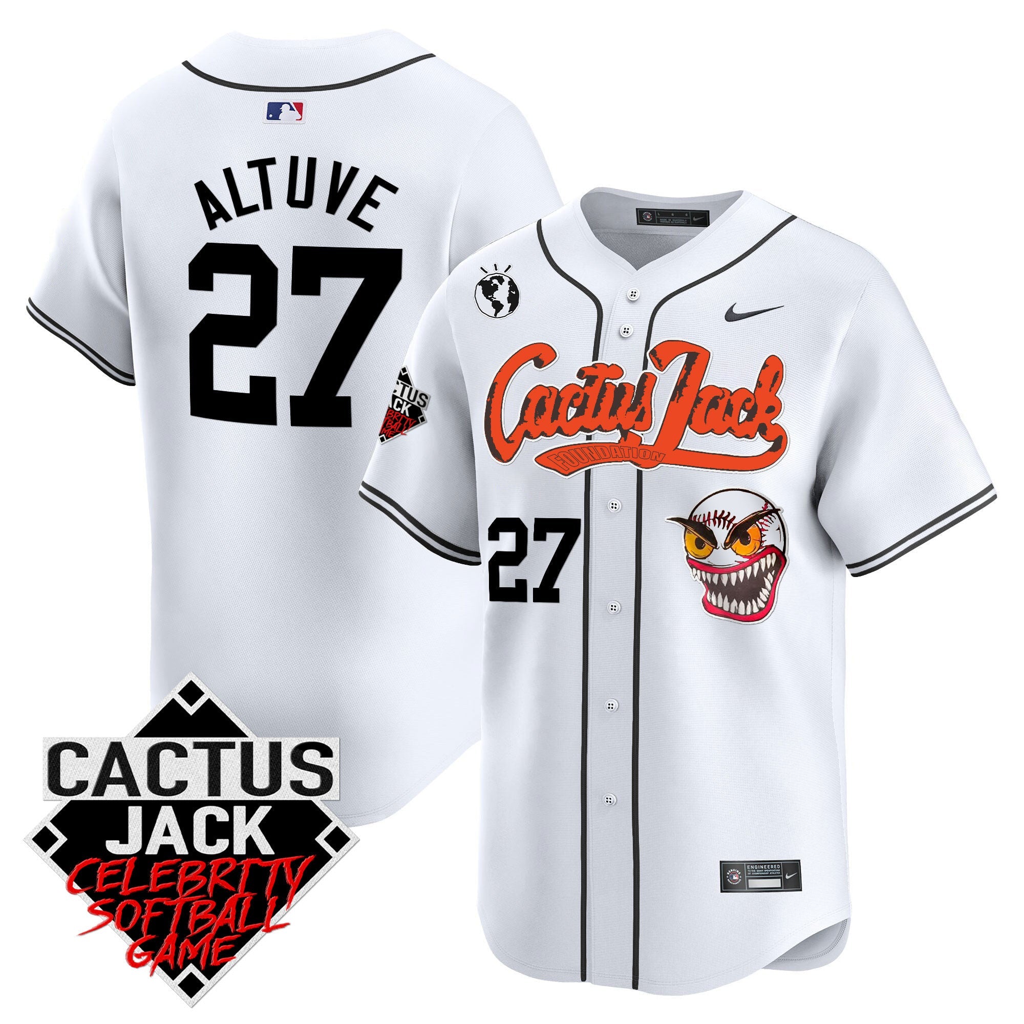Men’s Cactus Jack Celebrity Softball Game Patch Vapor Premier Limited Jersey – Stitched