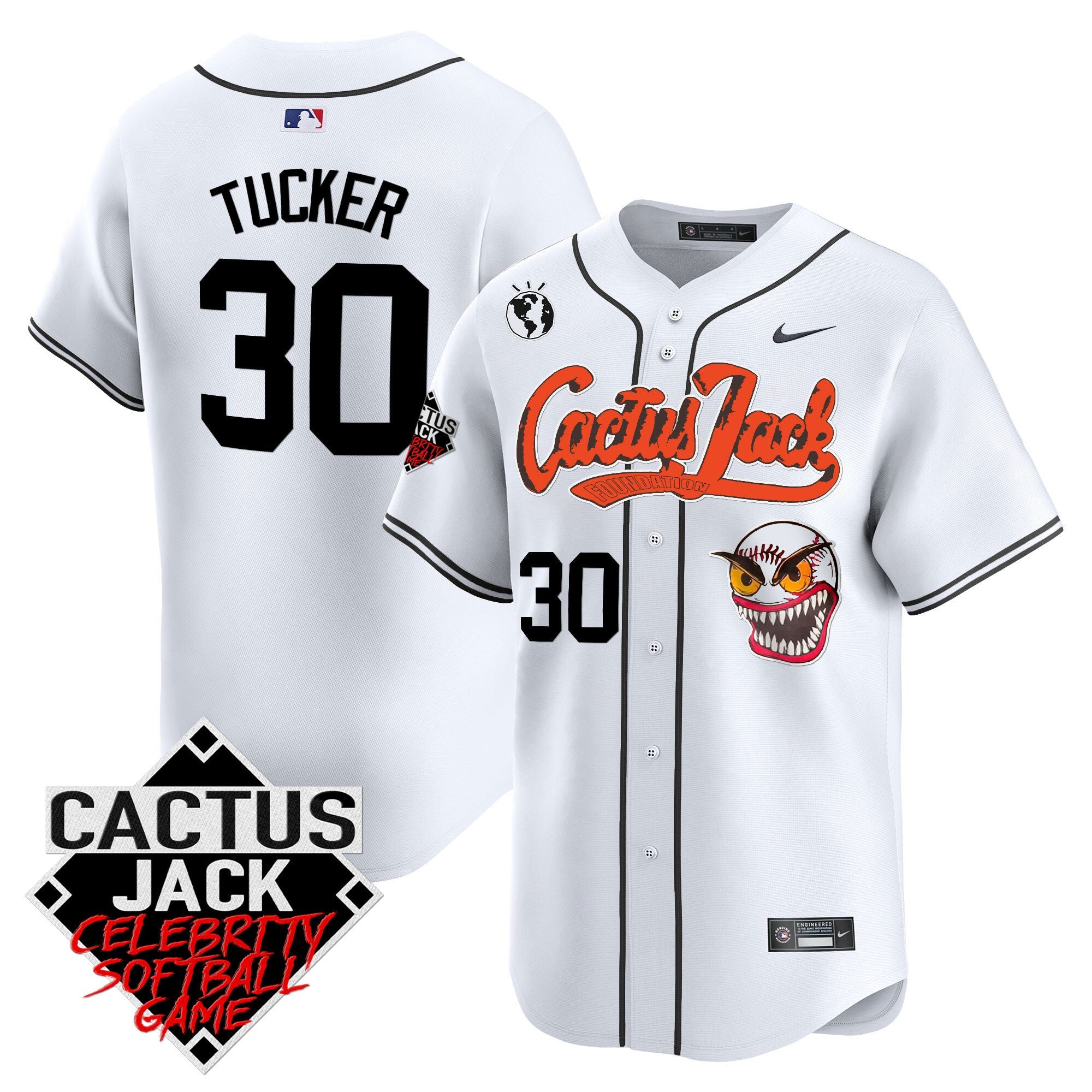 Men’s Cactus Jack Celebrity Softball Game Patch Vapor Premier Limited Jersey – Stitched