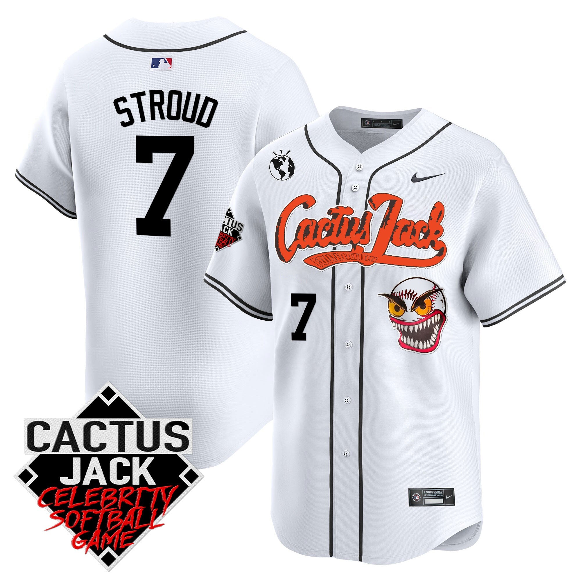 Men’s Cactus Jack Celebrity Softball Game Patch Vapor Premier Limited Jersey – Stitched