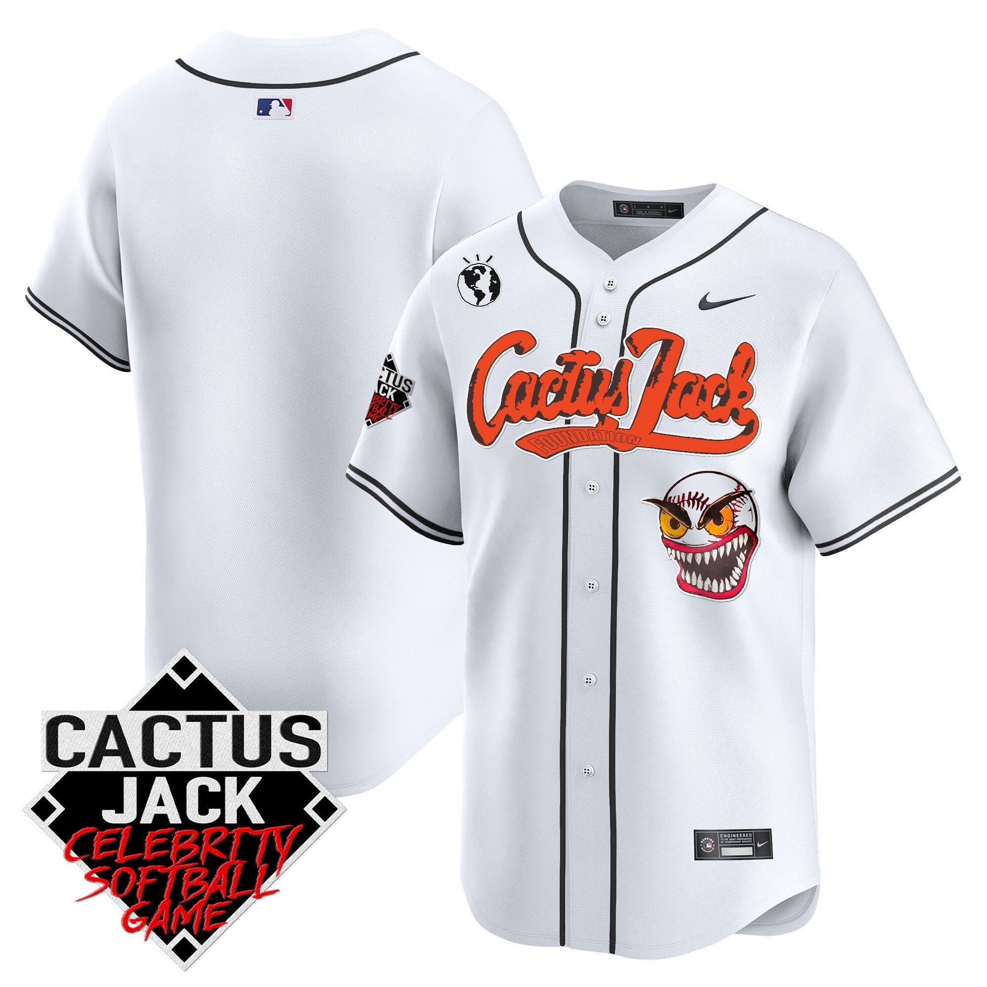 Men’s Cactus Jack Celebrity Softball Game Patch Vapor Premier Limited Jersey – Stitched