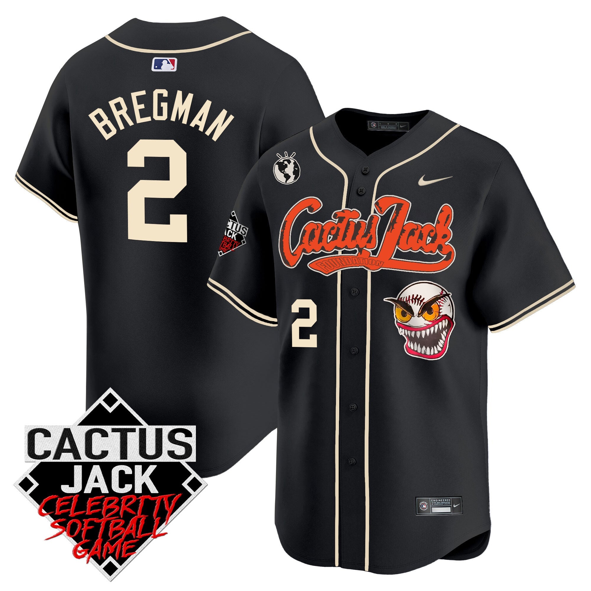 Men’s Cactus Jack Celebrity Softball Game Patch Vapor Premier Limited Jersey – Stitched