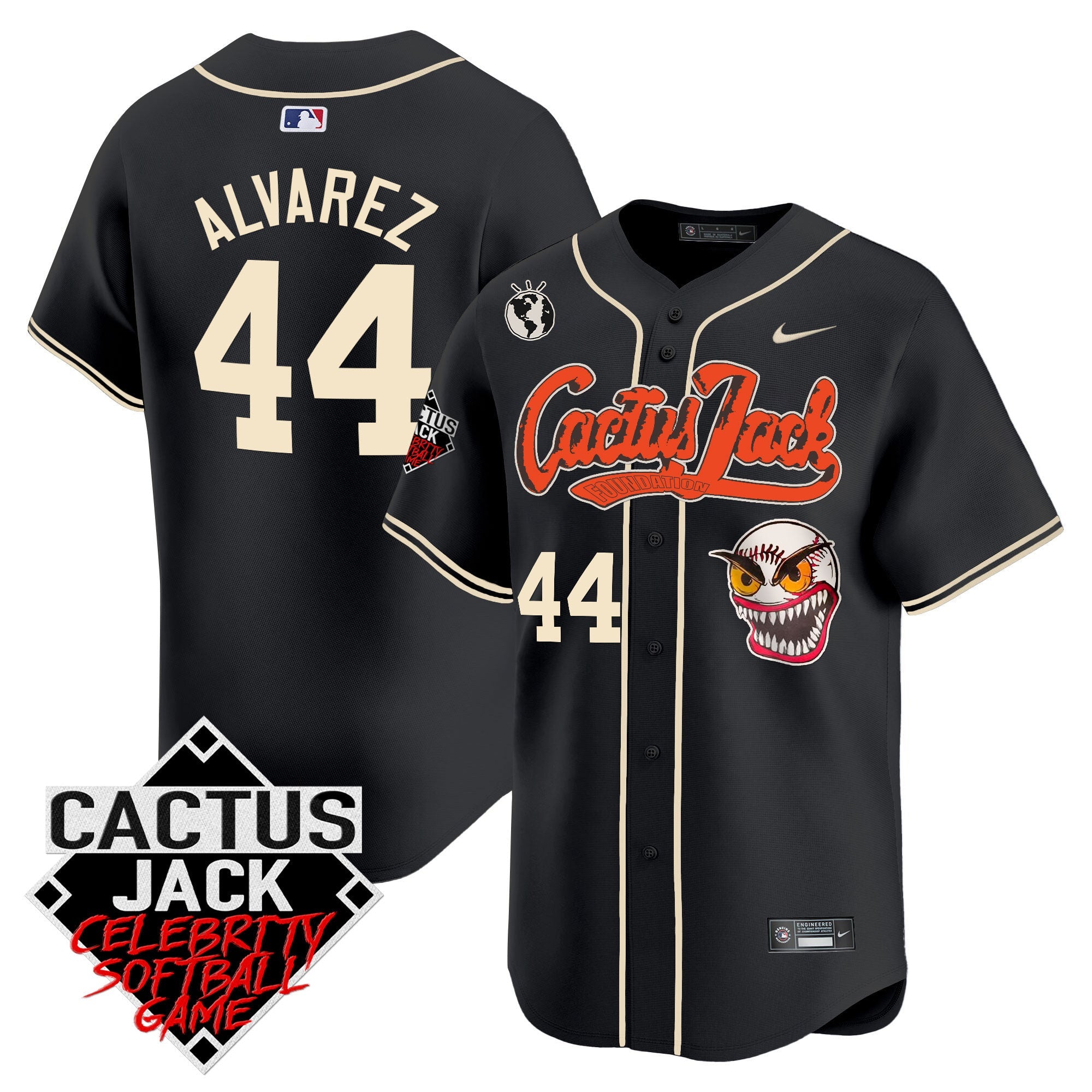 Men’s Cactus Jack Celebrity Softball Game Patch Vapor Premier Limited Jersey – Stitched