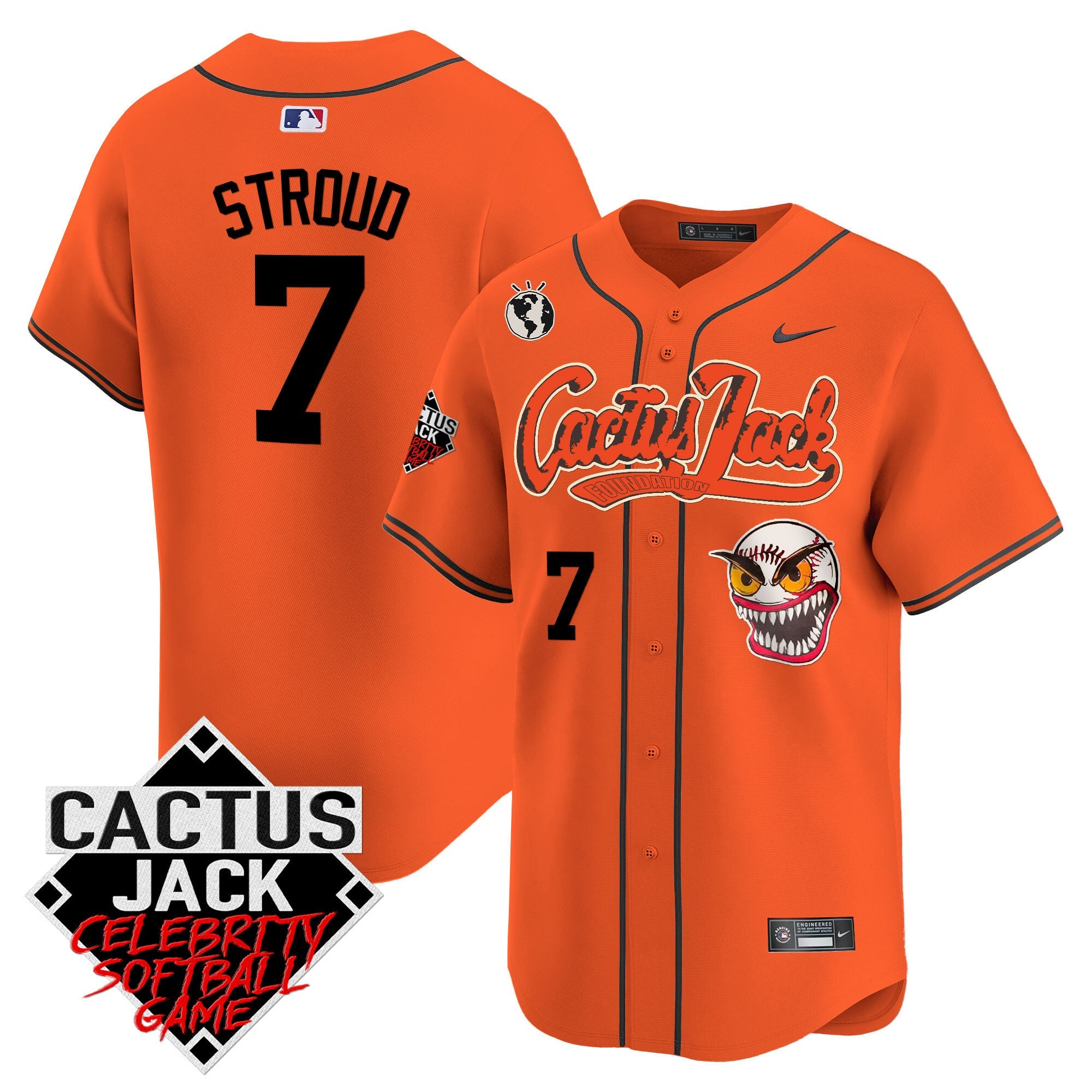 Men’s Cactus Jack Celebrity Softball Game Patch Vapor Premier Limited Jersey – Stitched