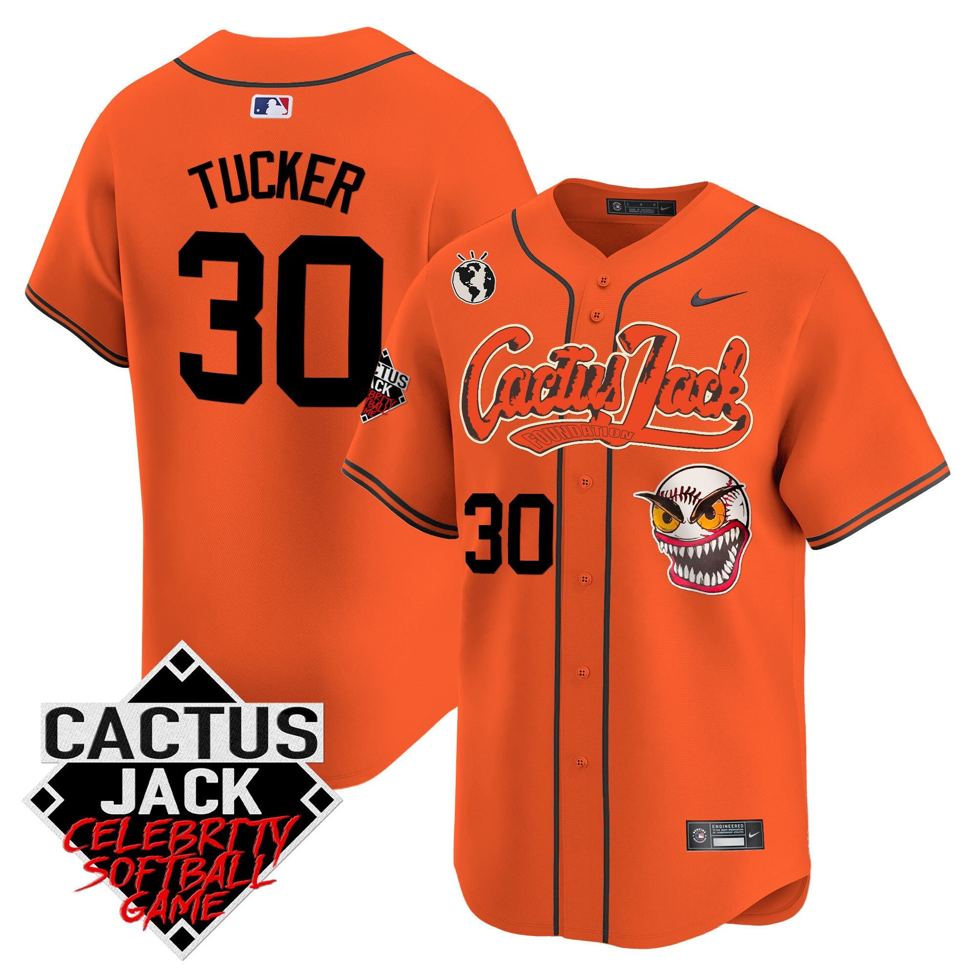Men’s Cactus Jack Celebrity Softball Game Patch Vapor Premier Limited Jersey – Stitched