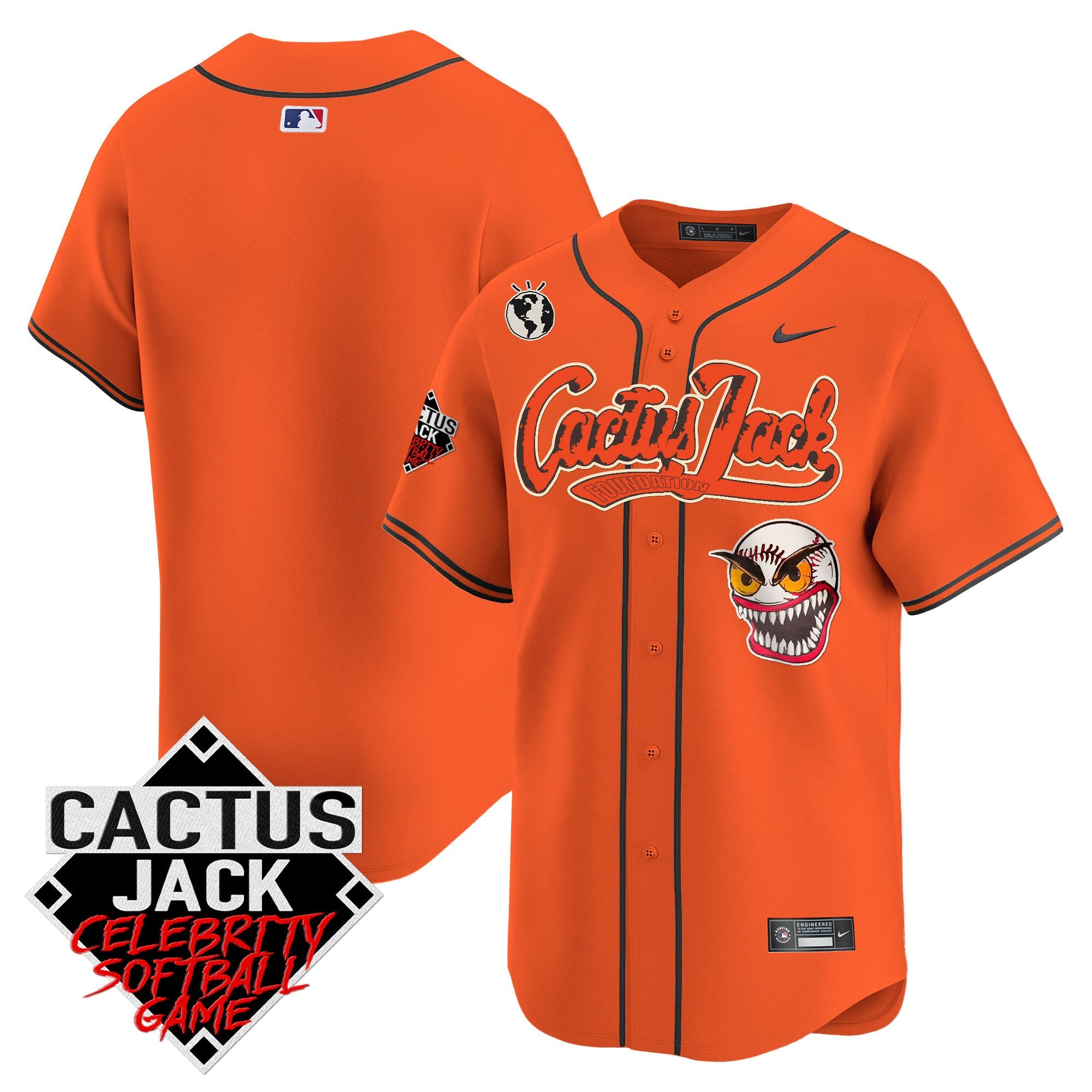 Men’s Cactus Jack Celebrity Softball Game Patch Vapor Premier Limited Jersey – Stitched