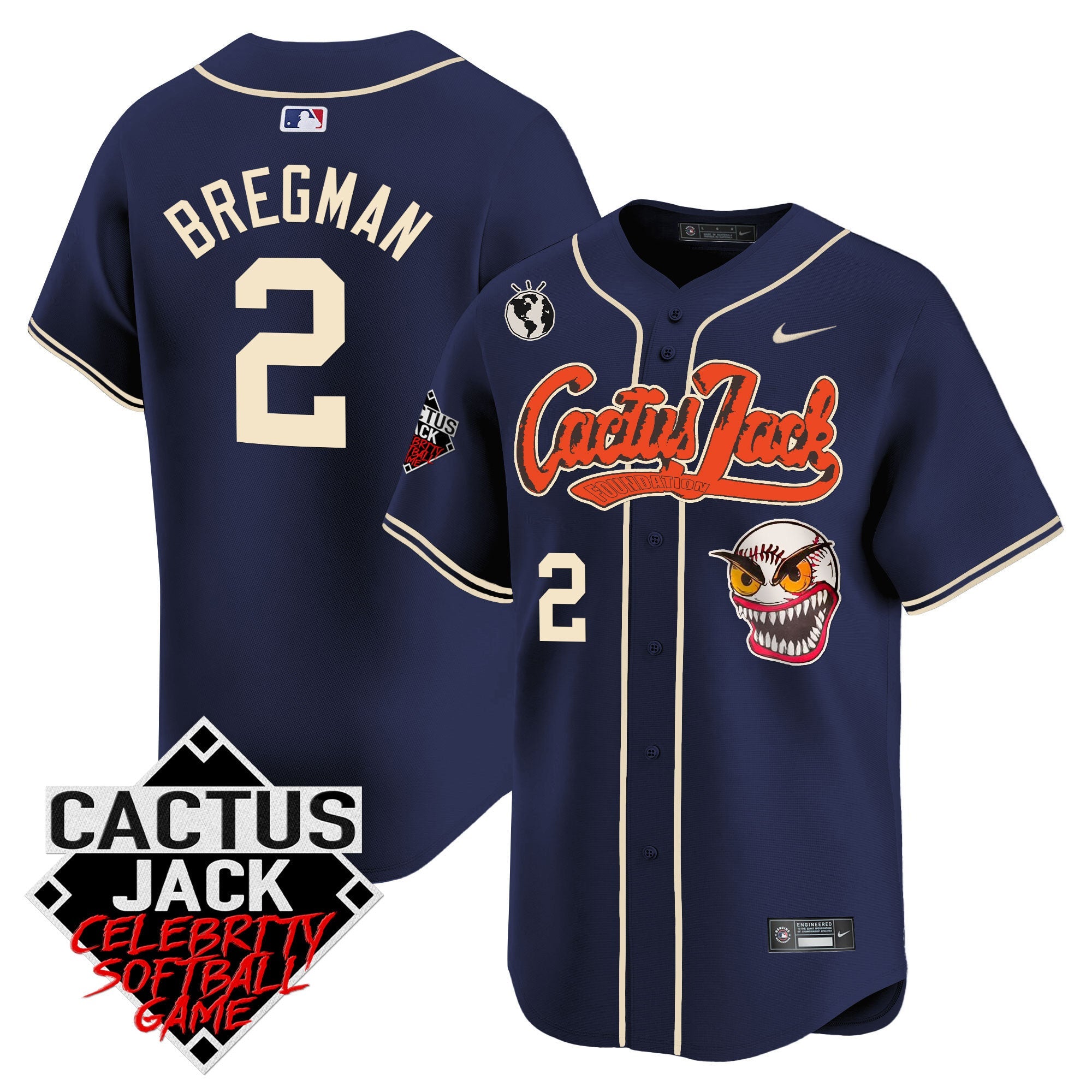 Men’s Cactus Jack Celebrity Softball Game Patch Vapor Premier Limited Jersey – Stitched