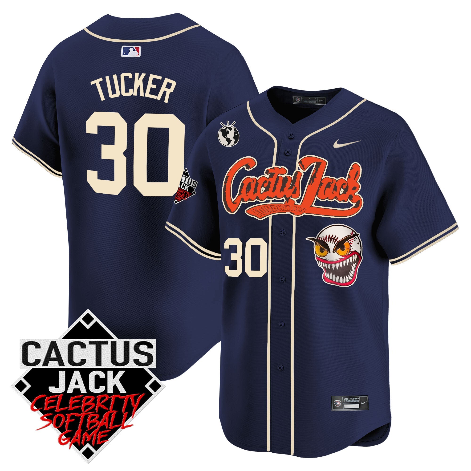 Men’s Cactus Jack Celebrity Softball Game Patch Vapor Premier Limited Jersey – Stitched