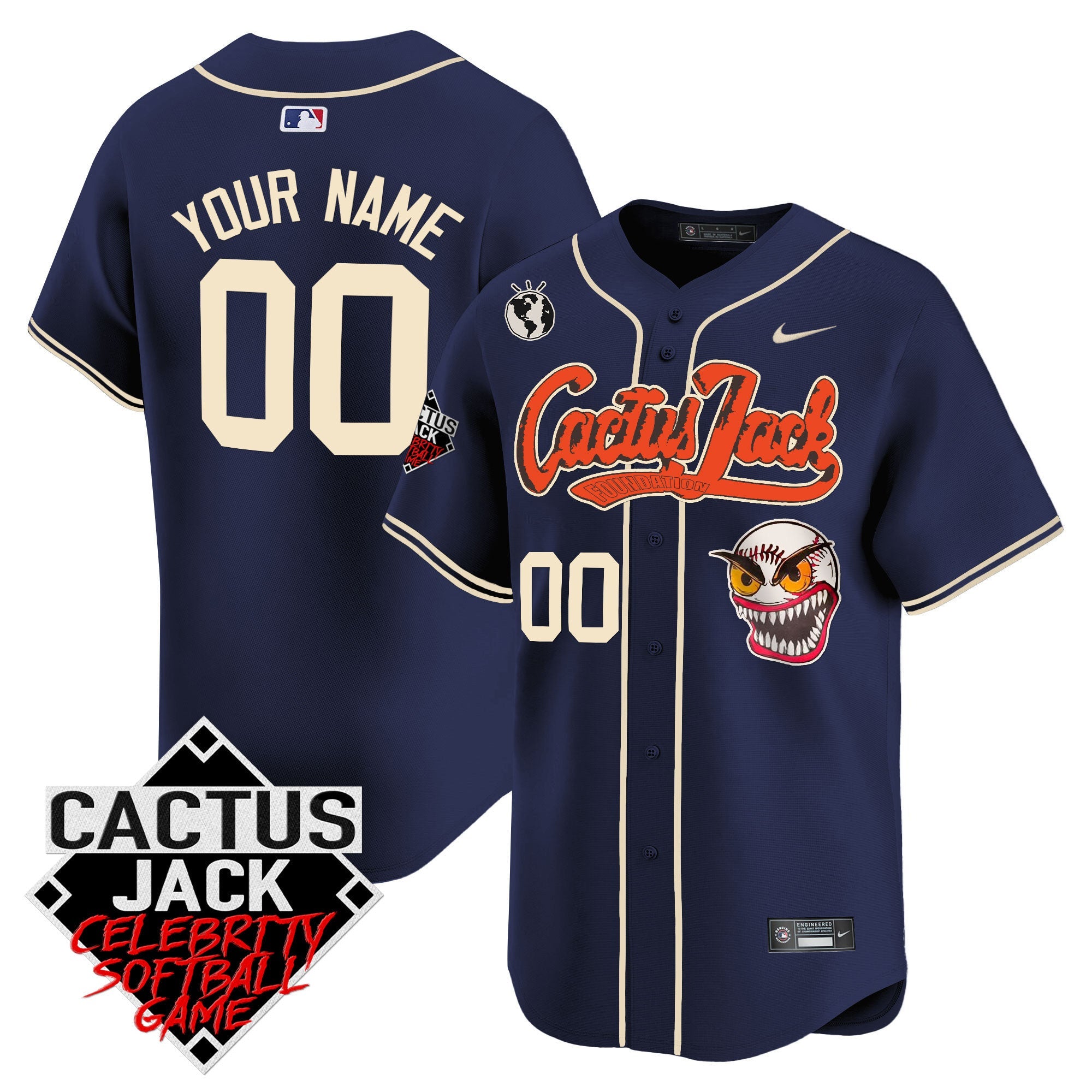 Cactus Jack Celebrity Softball Game Patch Vapor Premier Limited Custom Jersey – Stitched