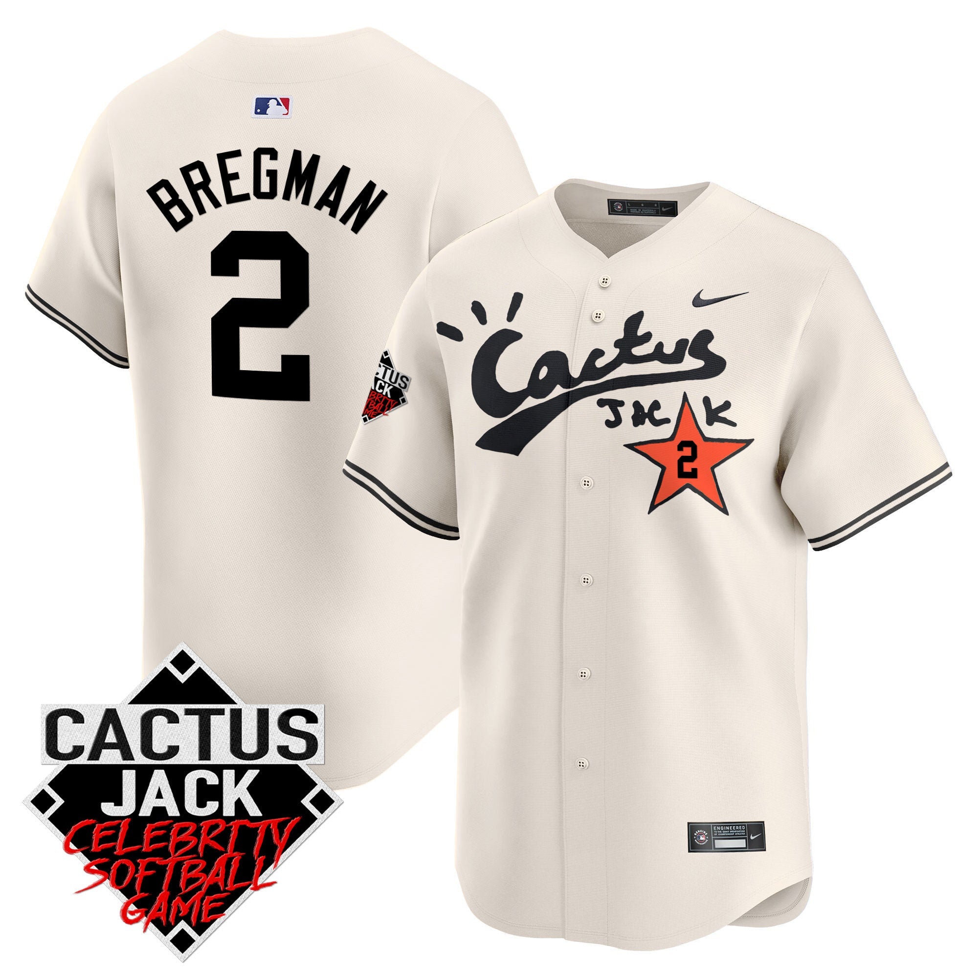 Men’s Cactus Jack Celebrity Softball Game Patch Vapor Premier Limited Jersey V2 – Stitched