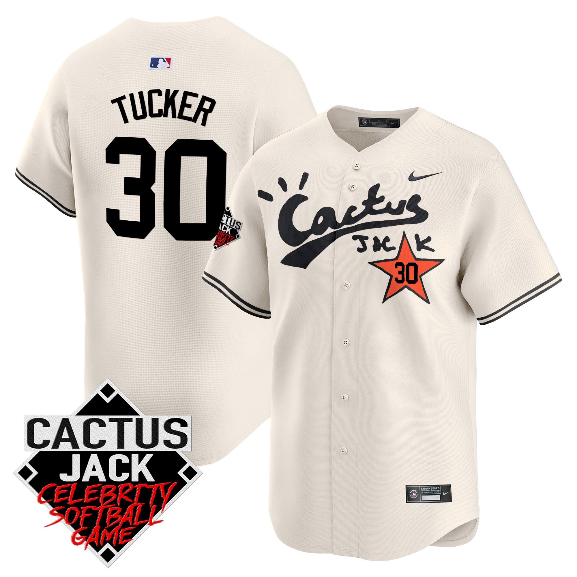 Men’s Cactus Jack Celebrity Softball Game Patch Vapor Premier Limited Jersey V2 – Stitched