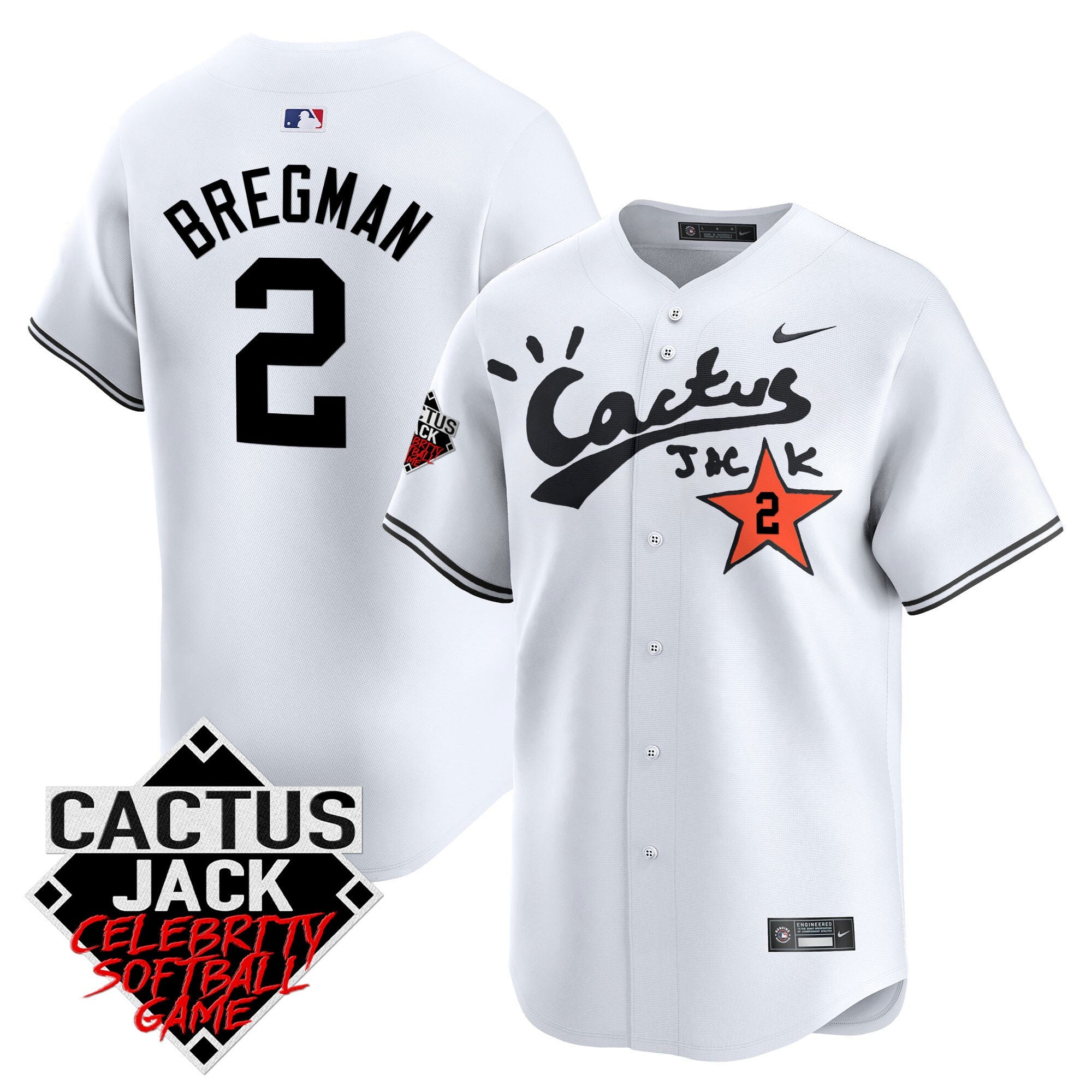Men’s Cactus Jack Celebrity Softball Game Patch Vapor Premier Limited Jersey V2 – Stitched
