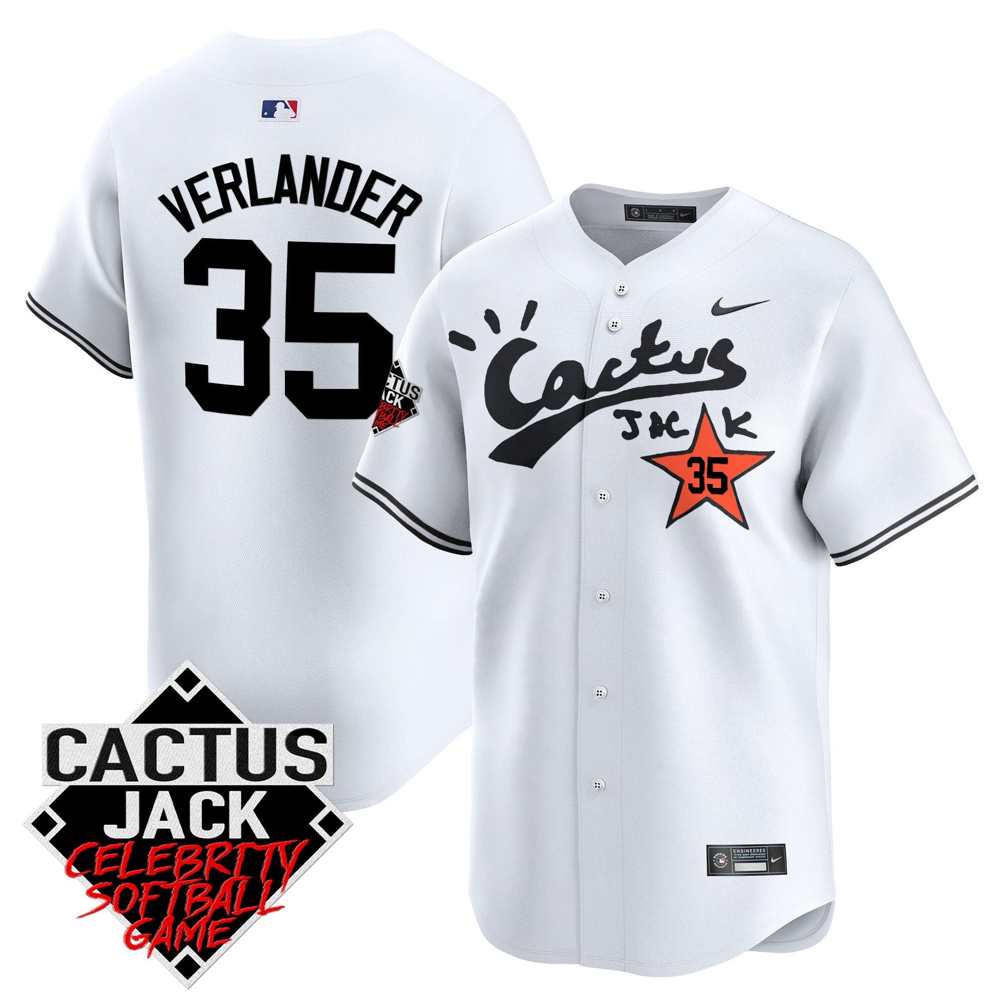 Men’s Cactus Jack Celebrity Softball Game Patch Vapor Premier Limited Jersey V2 – Stitched