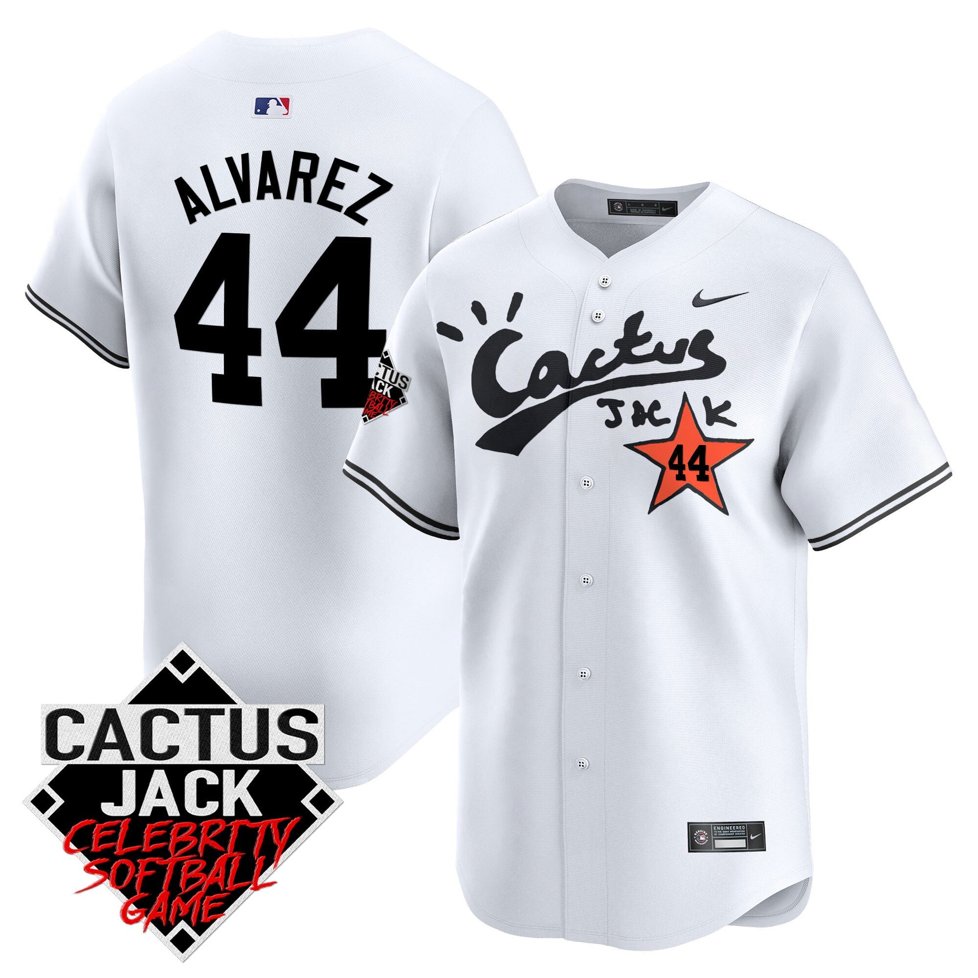 Men’s Cactus Jack Celebrity Softball Game Patch Vapor Premier Limited Jersey V2 – Stitched