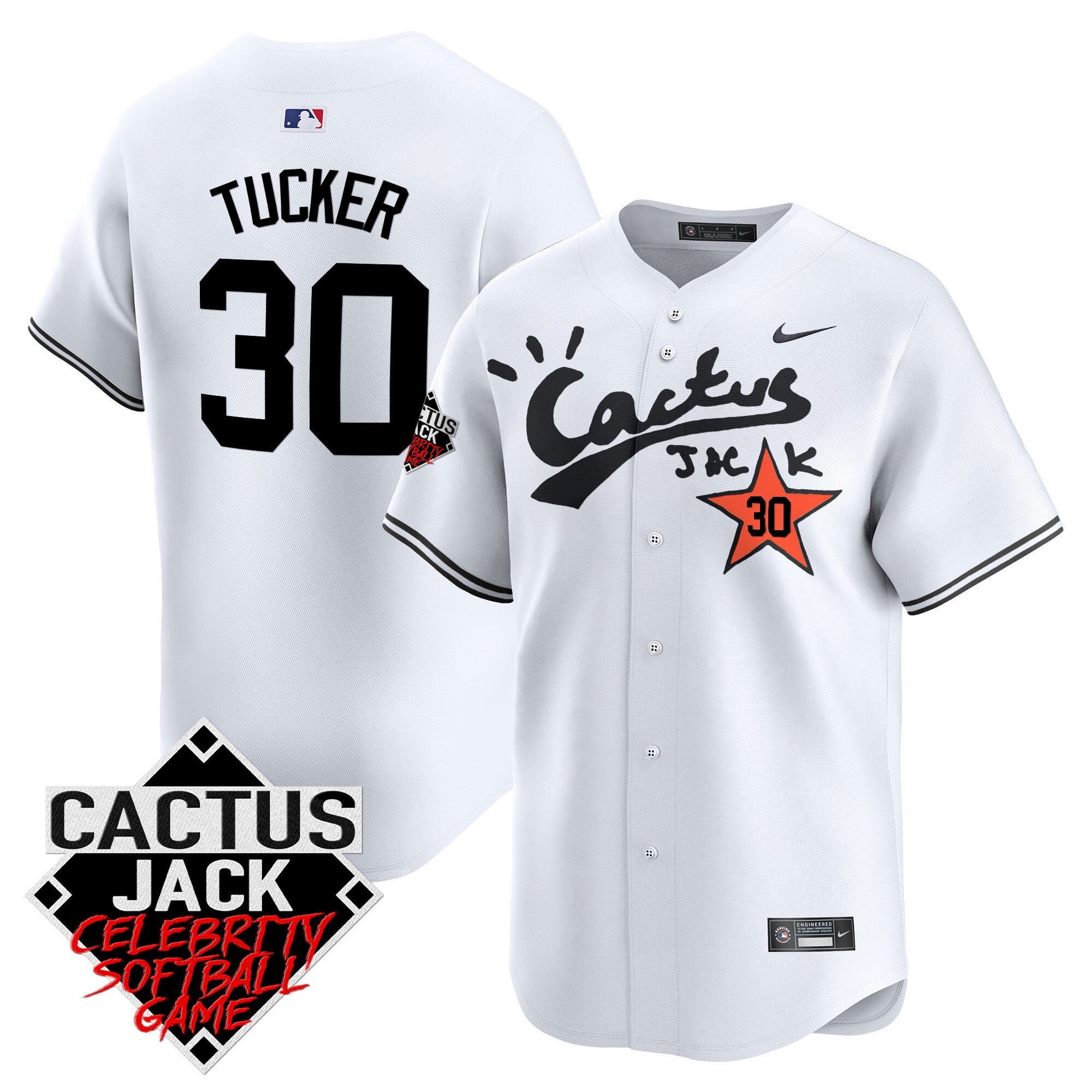 Men’s Cactus Jack Celebrity Softball Game Patch Vapor Premier Limited Jersey V2 – Stitched