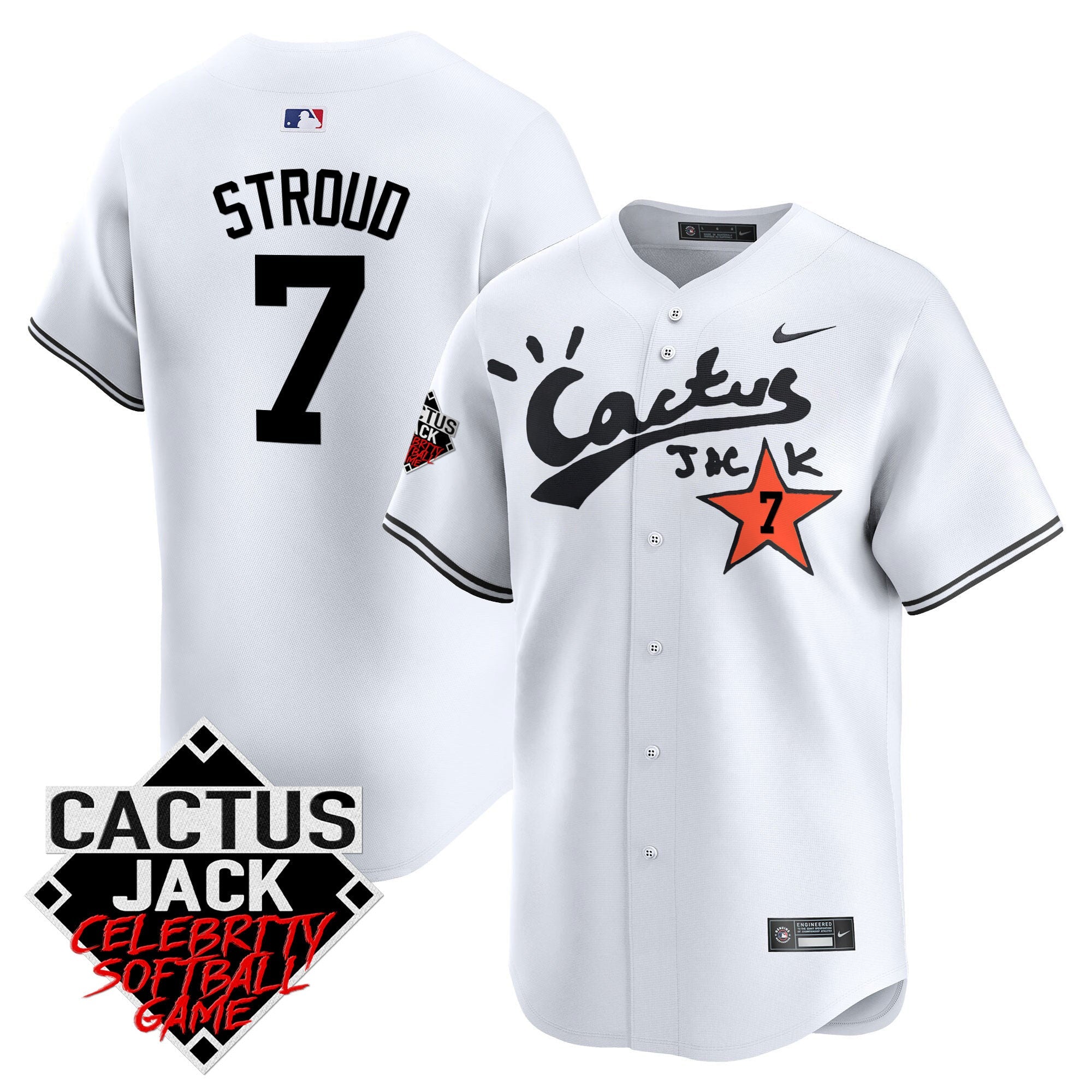 Men’s Cactus Jack Celebrity Softball Game Patch Vapor Premier Limited Jersey V2 – Stitched