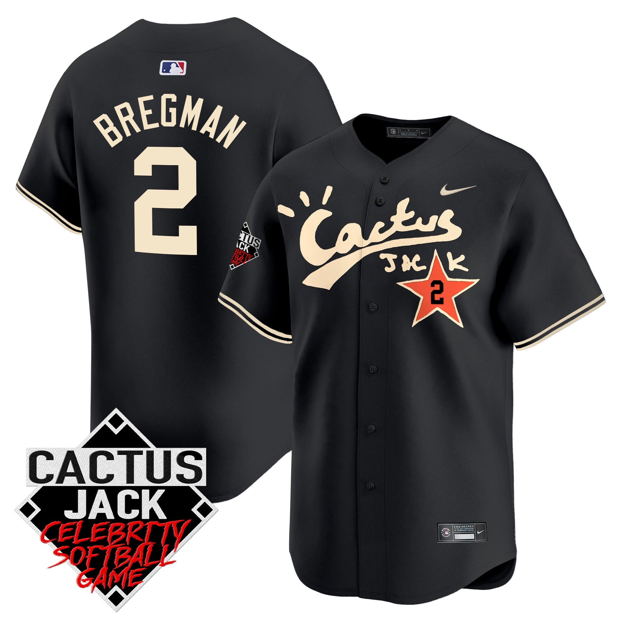 Men’s Cactus Jack Celebrity Softball Game Patch Vapor Premier Limited Jersey V2 – Stitched