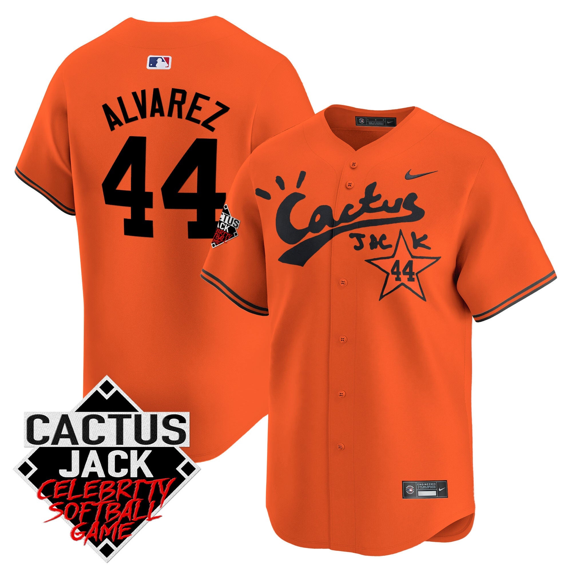 Men’s Cactus Jack Celebrity Softball Game Patch Vapor Premier Limited Jersey V2 – Stitched
