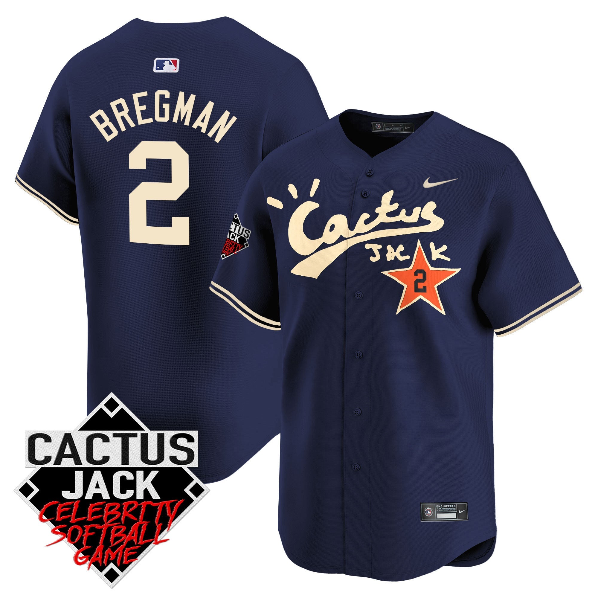 Men’s Cactus Jack Celebrity Softball Game Patch Vapor Premier Limited Jersey V2 – Stitched