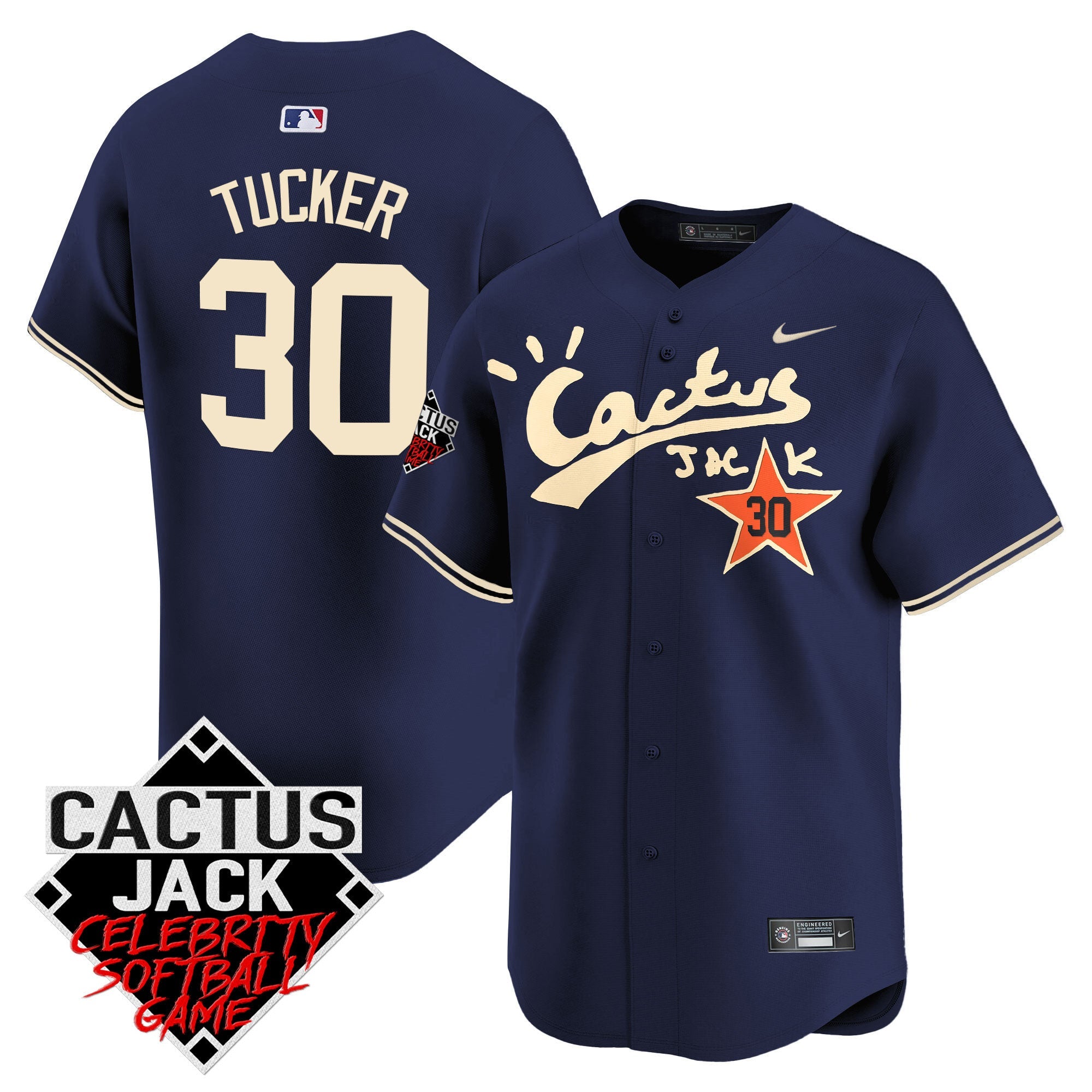 Men’s Cactus Jack Celebrity Softball Game Patch Vapor Premier Limited Jersey V2 – Stitched