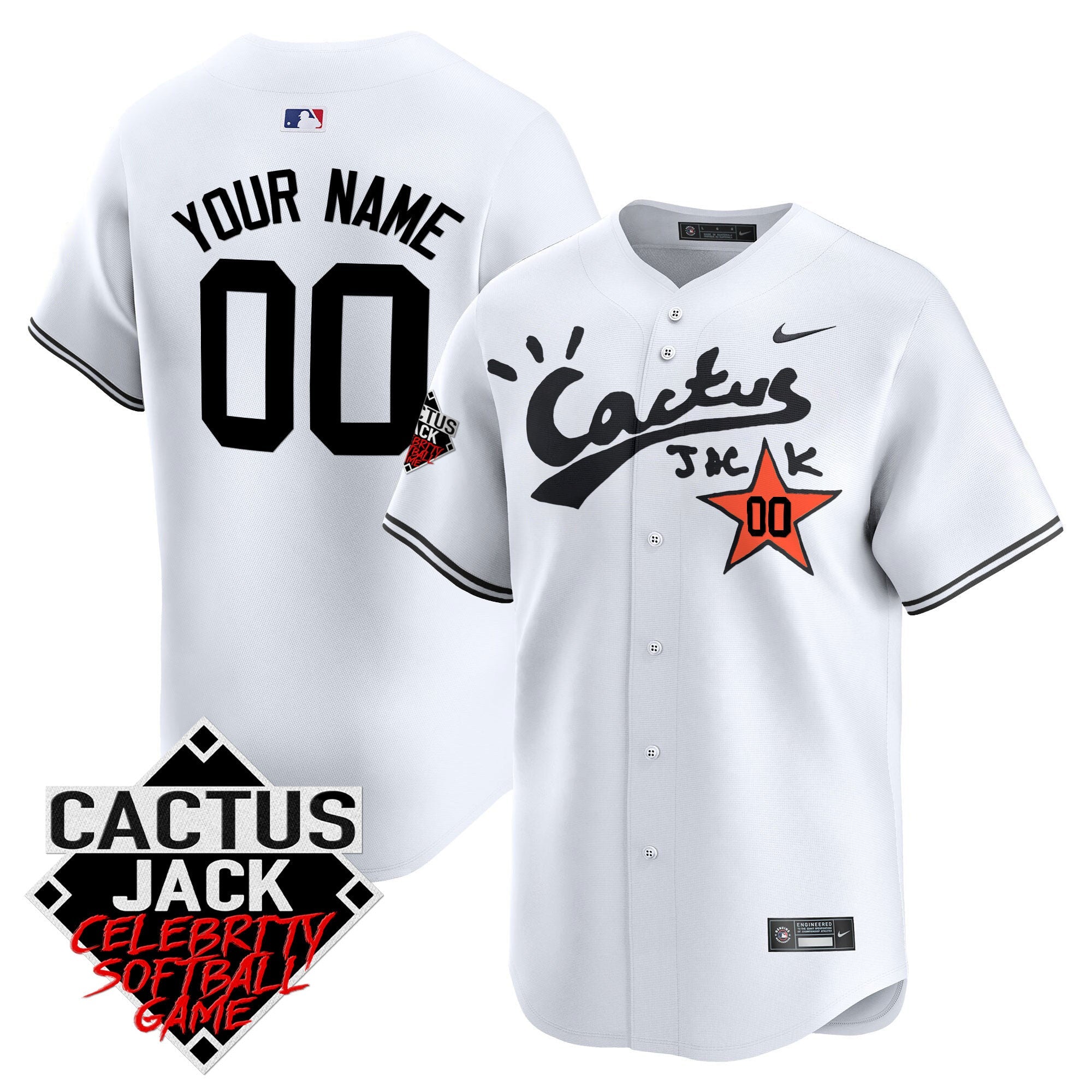 Cactus Jack Celebrity Softball Game Patch Vapor Premier Limited Custom Jersey V2 – Stitched