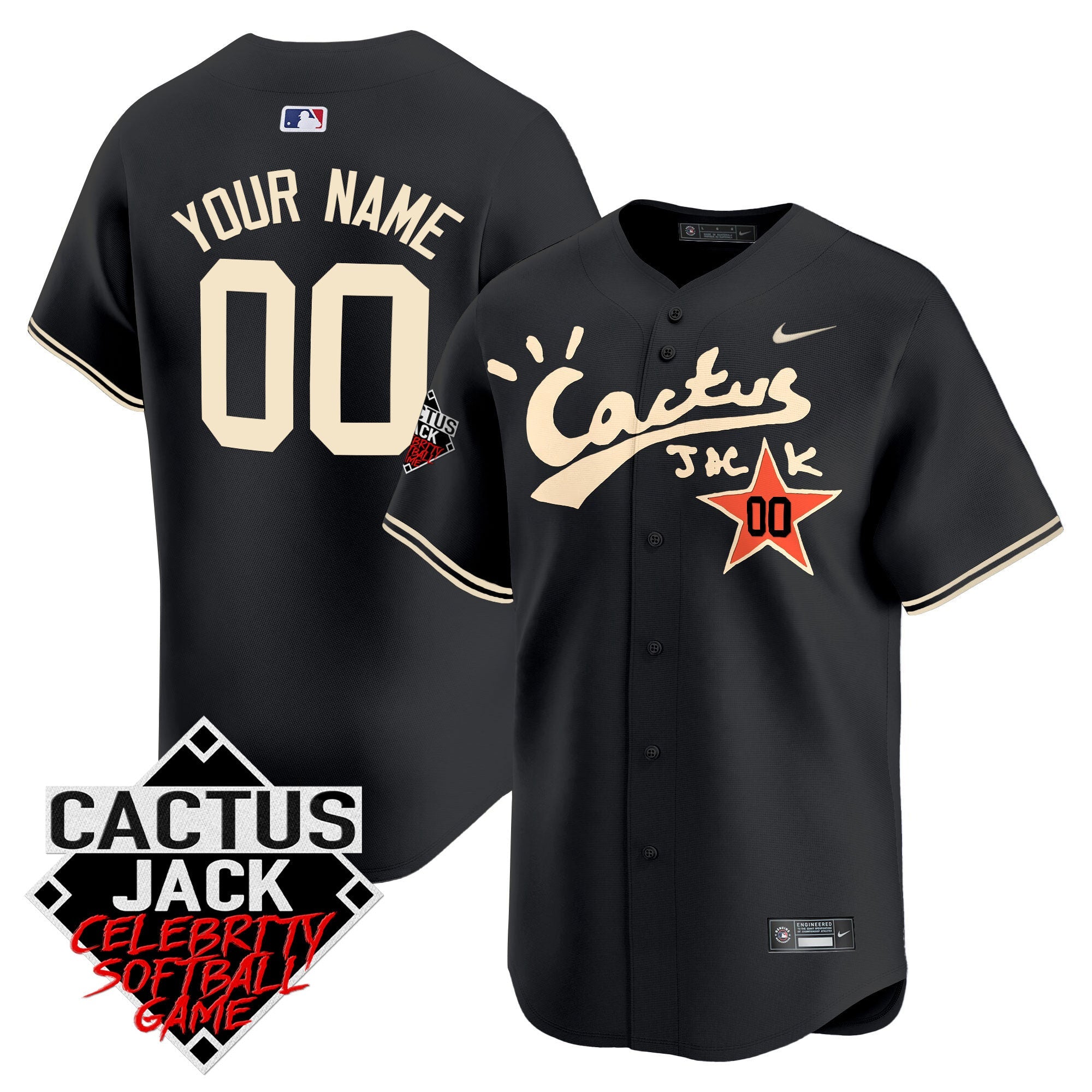Cactus Jack Celebrity Softball Game Patch Vapor Premier Limited Custom Jersey V2 – Stitched