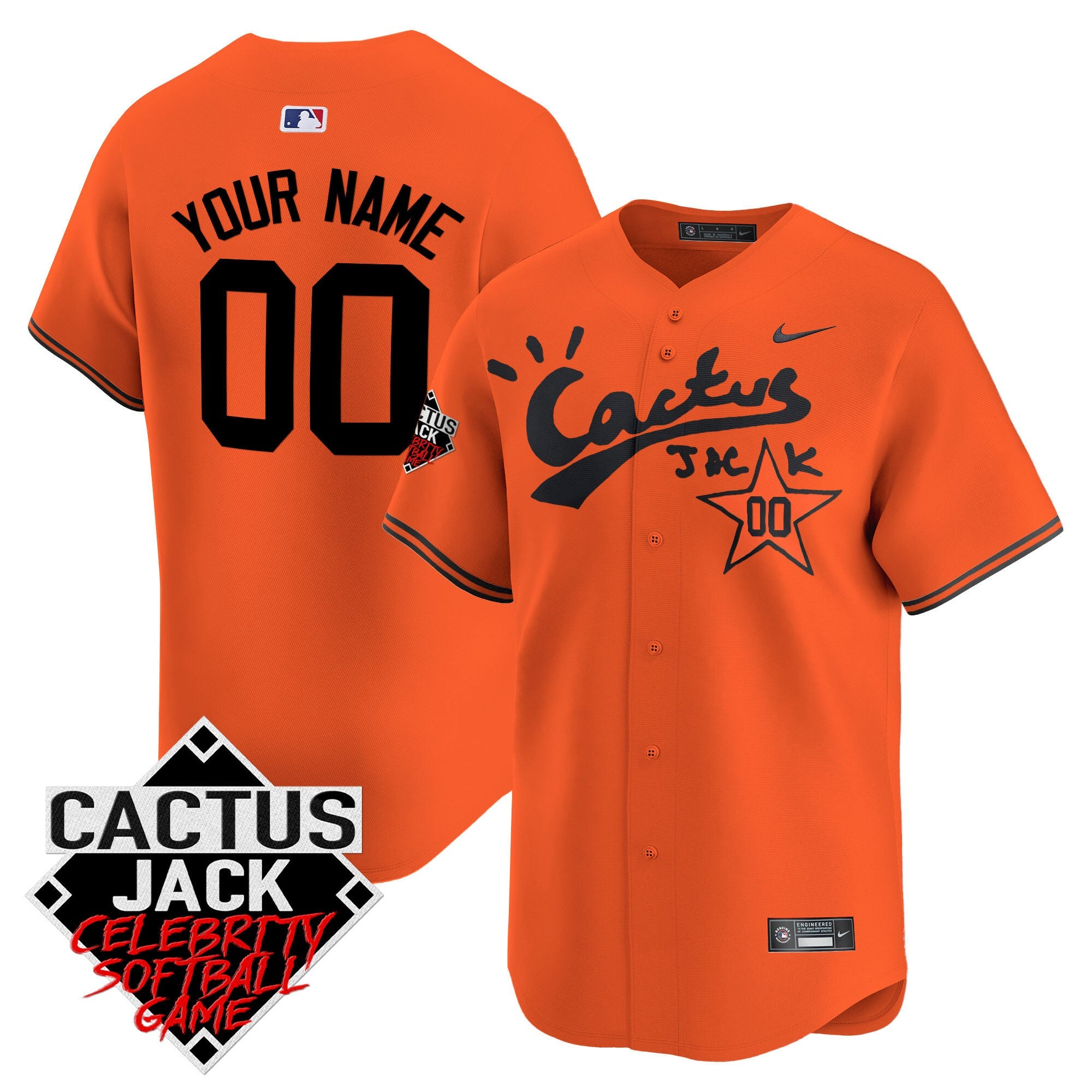 Cactus Jack Celebrity Softball Game Patch Vapor Premier Limited Custom Jersey V2 – Stitched