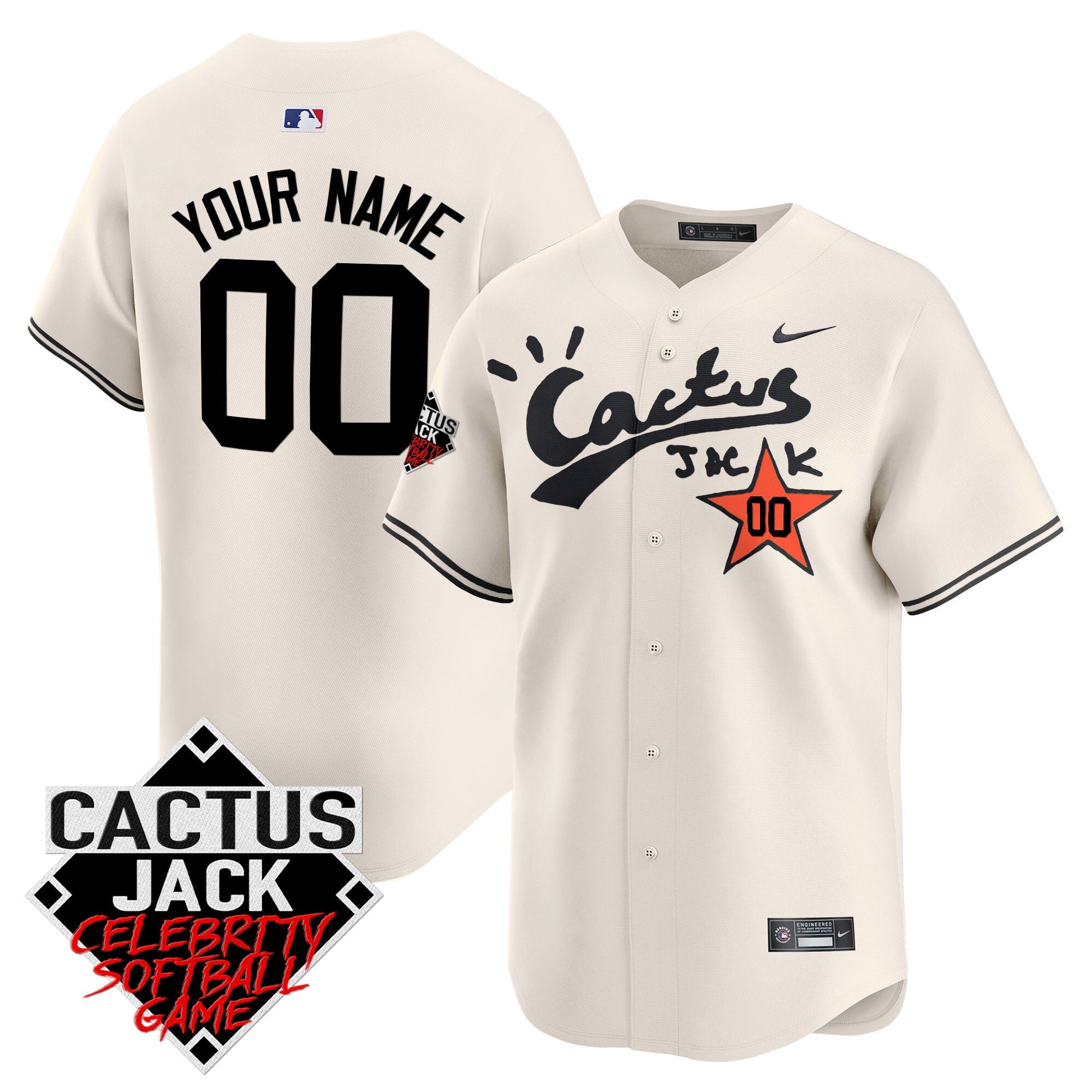 Cactus Jack Celebrity Softball Game Patch Vapor Premier Limited Custom Jersey V2 – Stitched