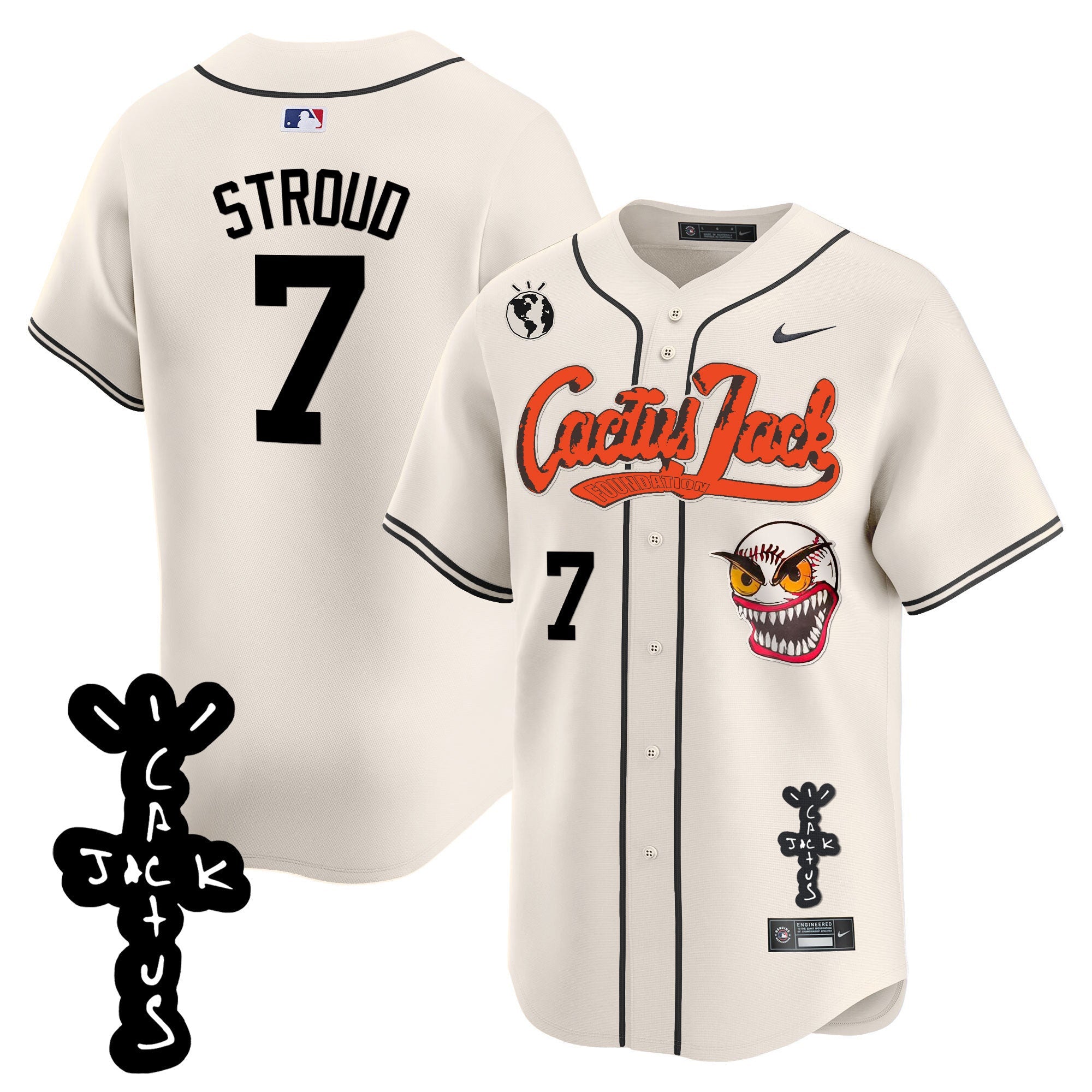Men’s Houston Cactus Jack Patch Vapor Premier Limited Jersey – Stitched